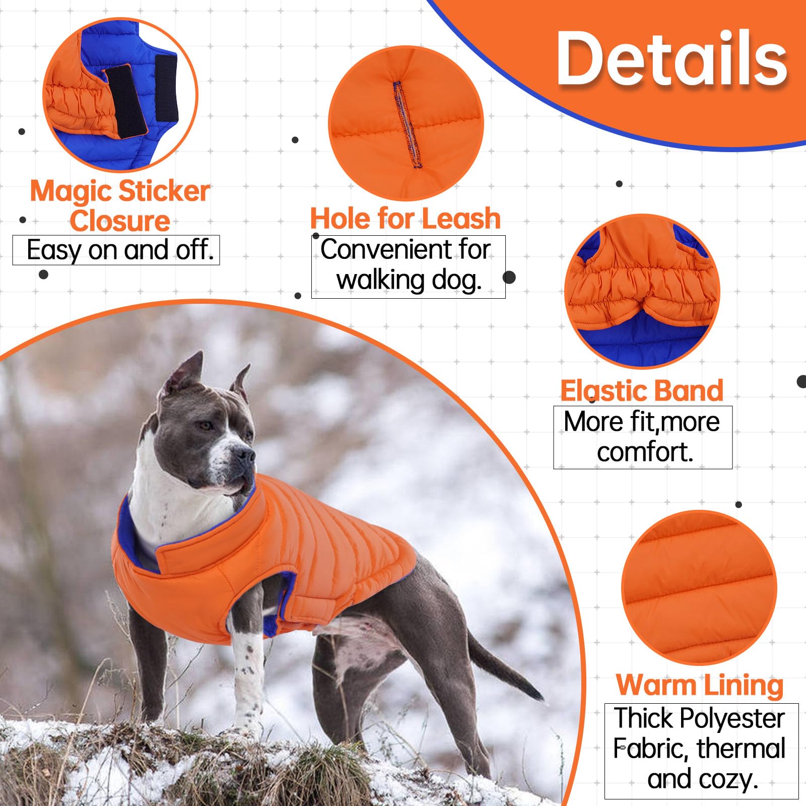 Lelepet Reversible Dog Puffer Jacket Warm Dog Coat - Ultra Lightweight Windproof Padded Vest For Small Medium Large Dogs Winter
