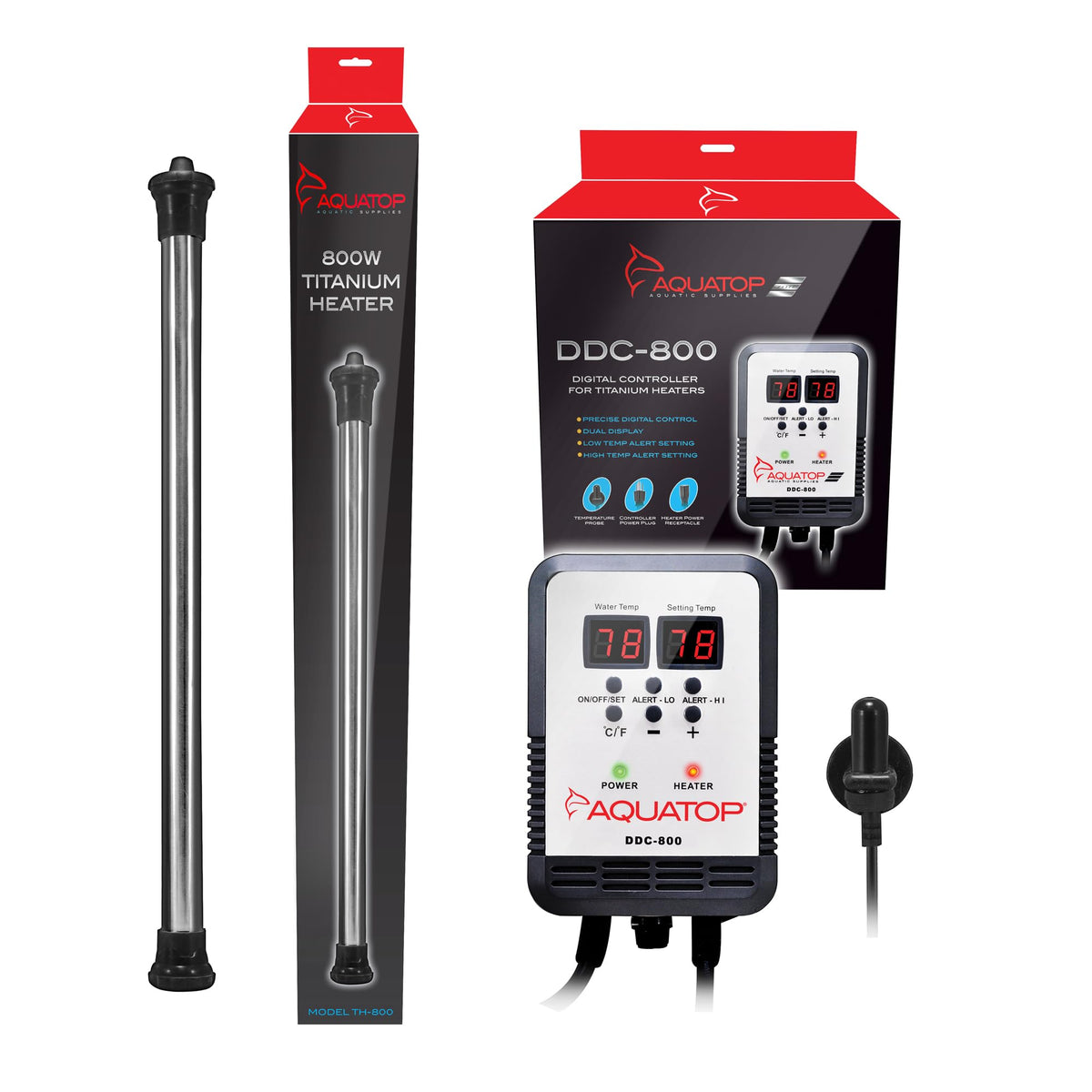 Aquatop Digital Controller & 800-Watt Titanium Aquarium Heater Combo