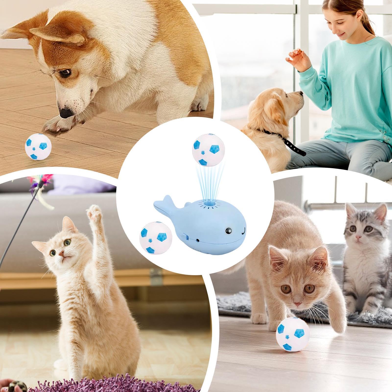 - Whale Floating Electric Moving, Interactive Soccer for Indoor Cats, Fun Floating Water, Keeps Cats Entertained, Breeds, with P