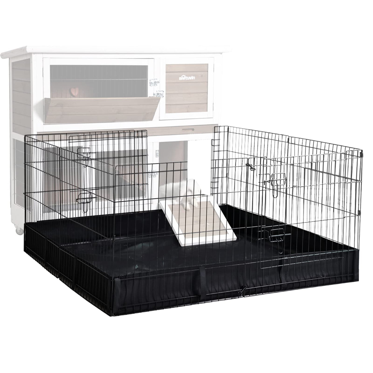 Aivituvin Pet Playpen Indoor & Outdoor Expandable Exercise Pen For Small Animals Rabbit Cage With Waterproof Layer,Attach The Hutch Freely