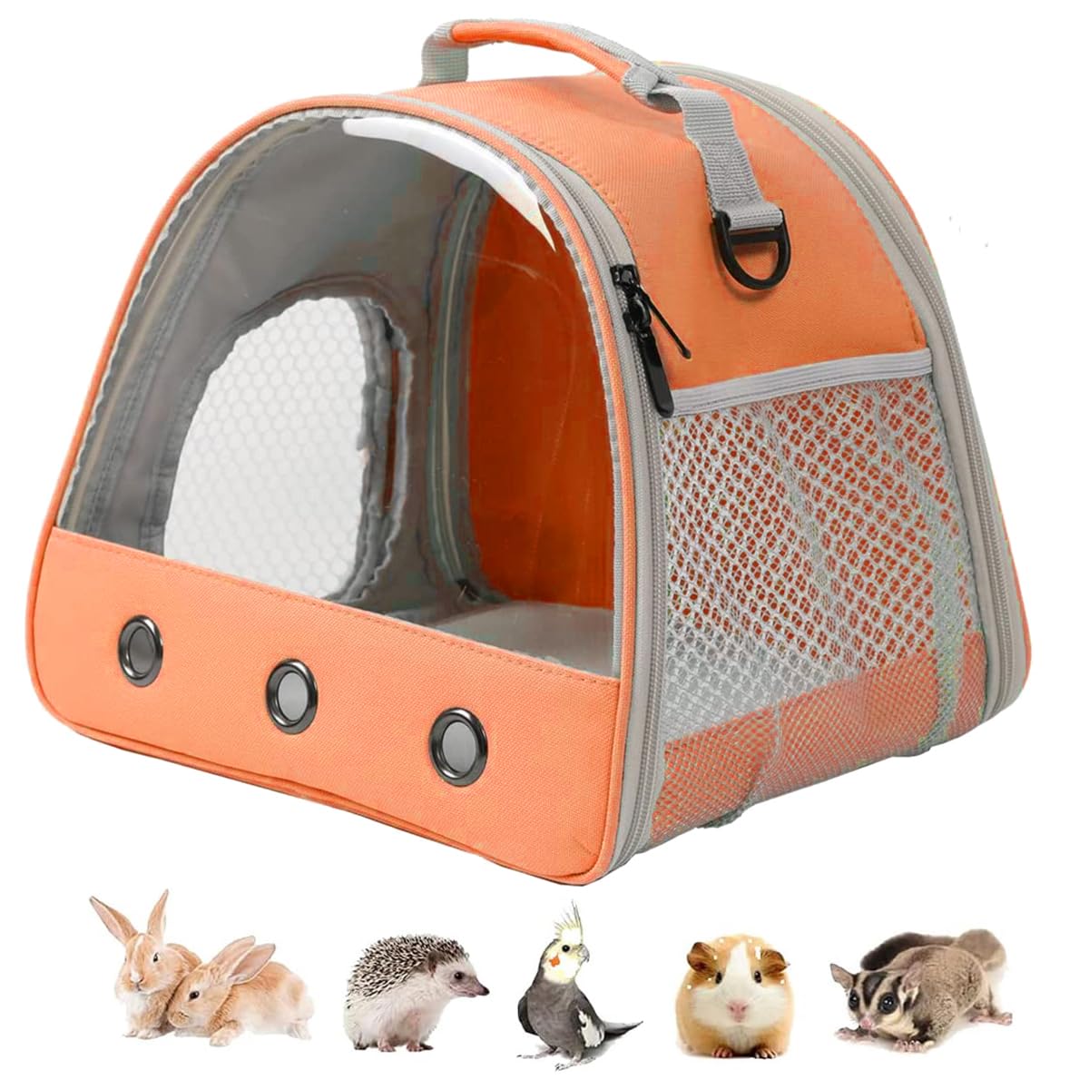 Guinea Pig Carrier Backpack, Clear Bubble Window Backpack For Guinea Pig, Bunny Rat Bird (Orange, Carrier)