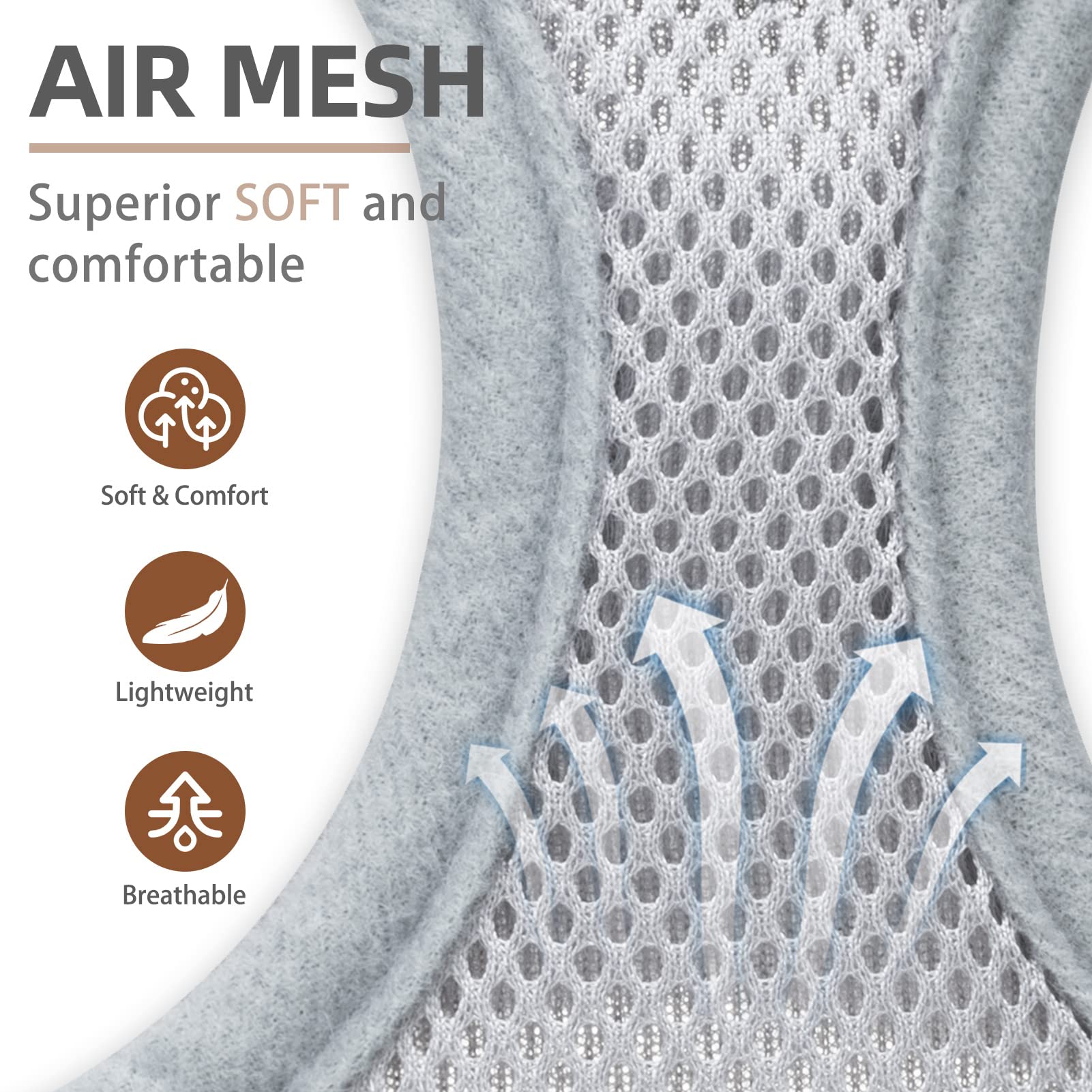 Pupteck Adjustable Dog Harness Collar And Leash Set Step In No Pull Pet Harness For Small Medium Dogs Puppy And Cats Outdoor Walking Running, Soft Mesh Padded Reflective Vest Harnesses, Solid Grey Xs