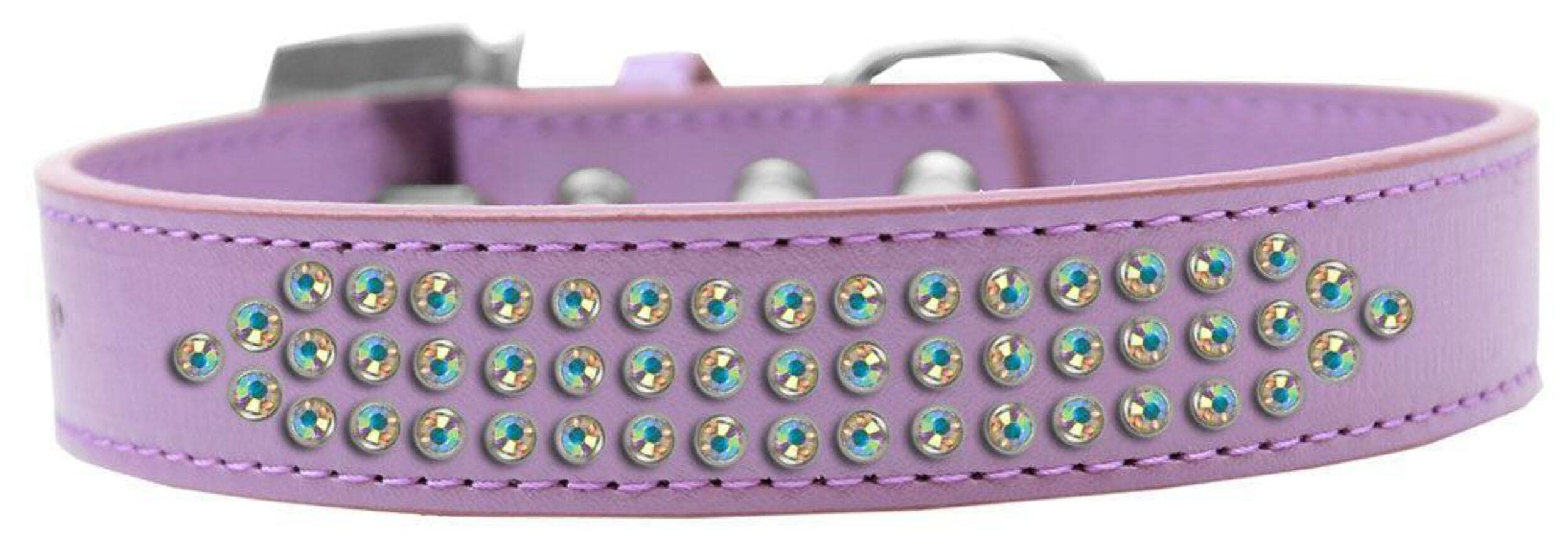 Mirage Pet Products Three Row AB Crystal Dog Collar, Size 16, Bright Pink
