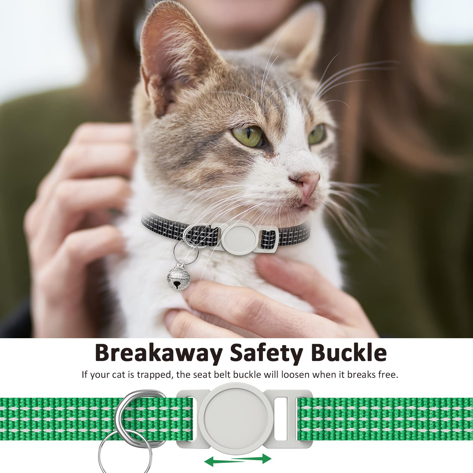 5 Pack Reflective-Breakaway Cat Collars With Bells,Adjustable Small Cat Collar,Ideal For Girl Cats Male Cats Kittens Puppies,Pet
