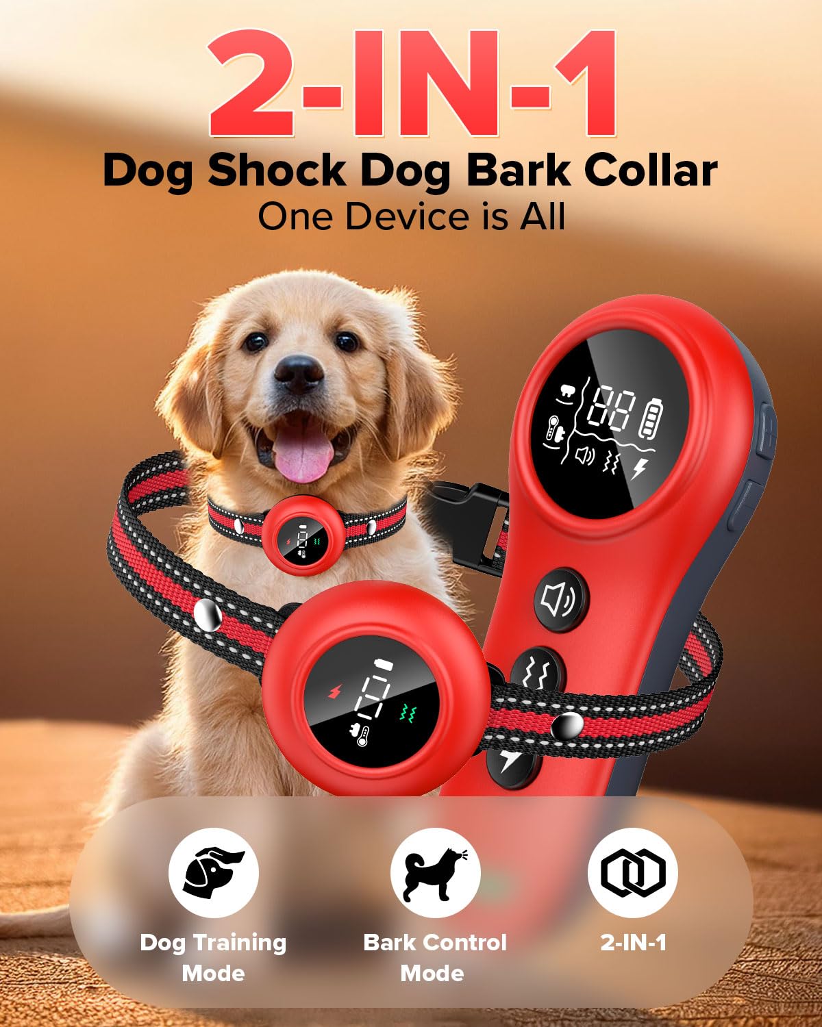 Xdx 2-In-1 Dog Shock Collar & Bark Collar - 3300Ft Dog Training Collar With Remote, Automatic Anti-Barking, 5 Adjustable Sensiti