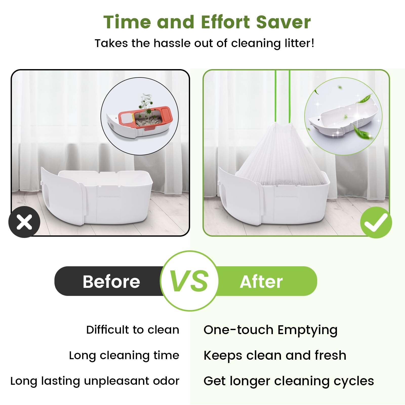 67 Count Cat Litter Bags For Pet Pura Max Self-Cleaning Litter Box, Drawstring Kitty Liners For Automatic Waste Drawer Bin, Disp