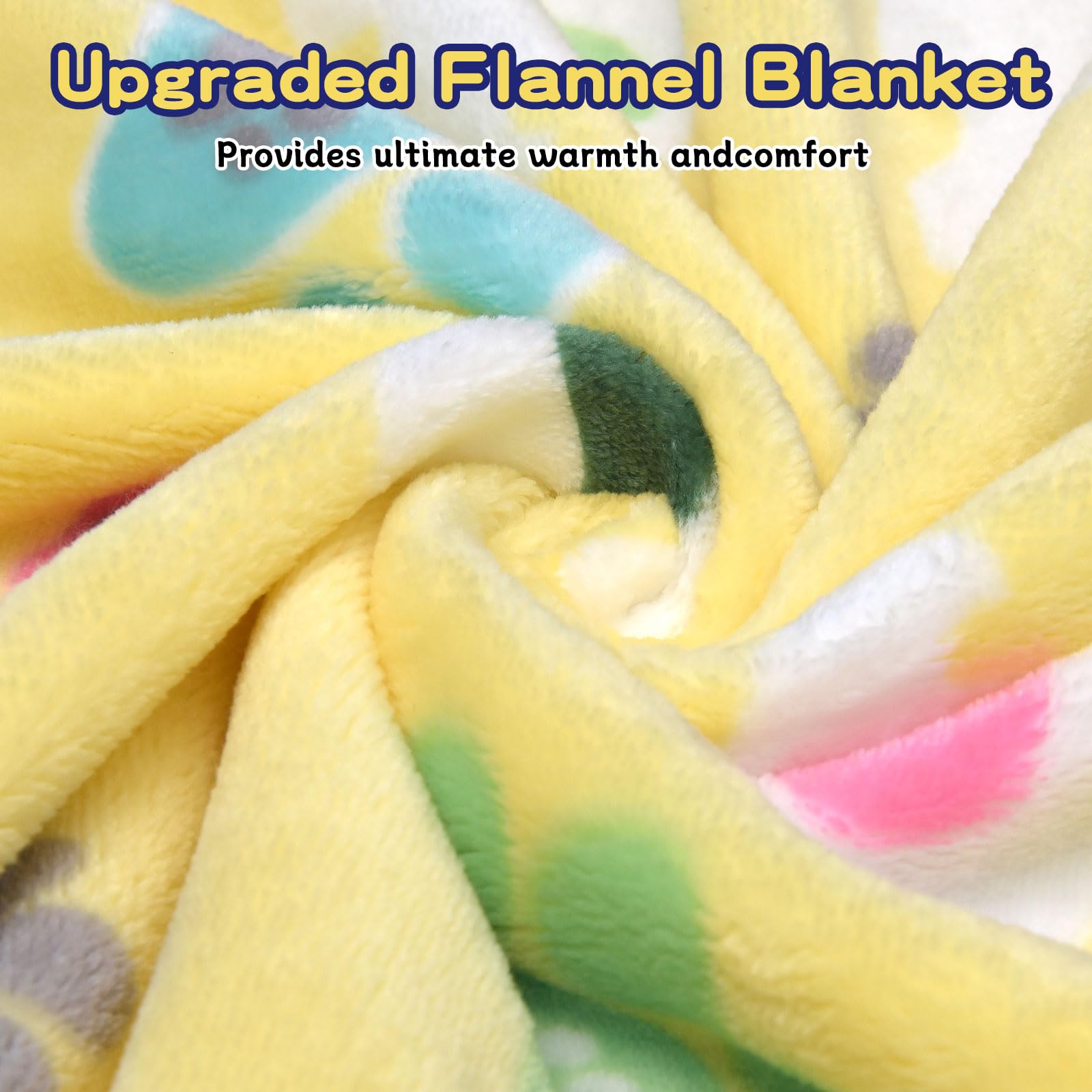 Rezutan 1 Pack 3 Premium Soft Dog Throw Blanket, With Flannel Yellow Cute Elephant Pattern And Paw Prints,41X31 Inches, Cat Blan