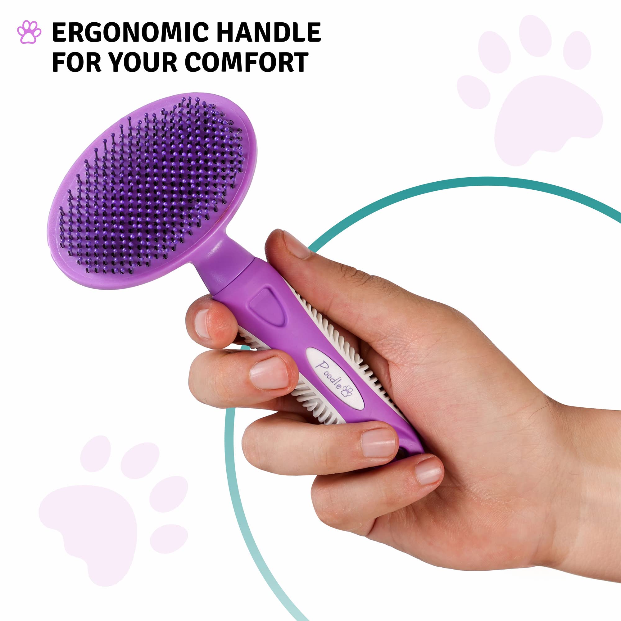 Round Bristle Pet Brush For Dogs And Cats - Soft Dog Brush For Grooming Short Or Long Hair - Gentle Tool For Sensitive Skin Remo