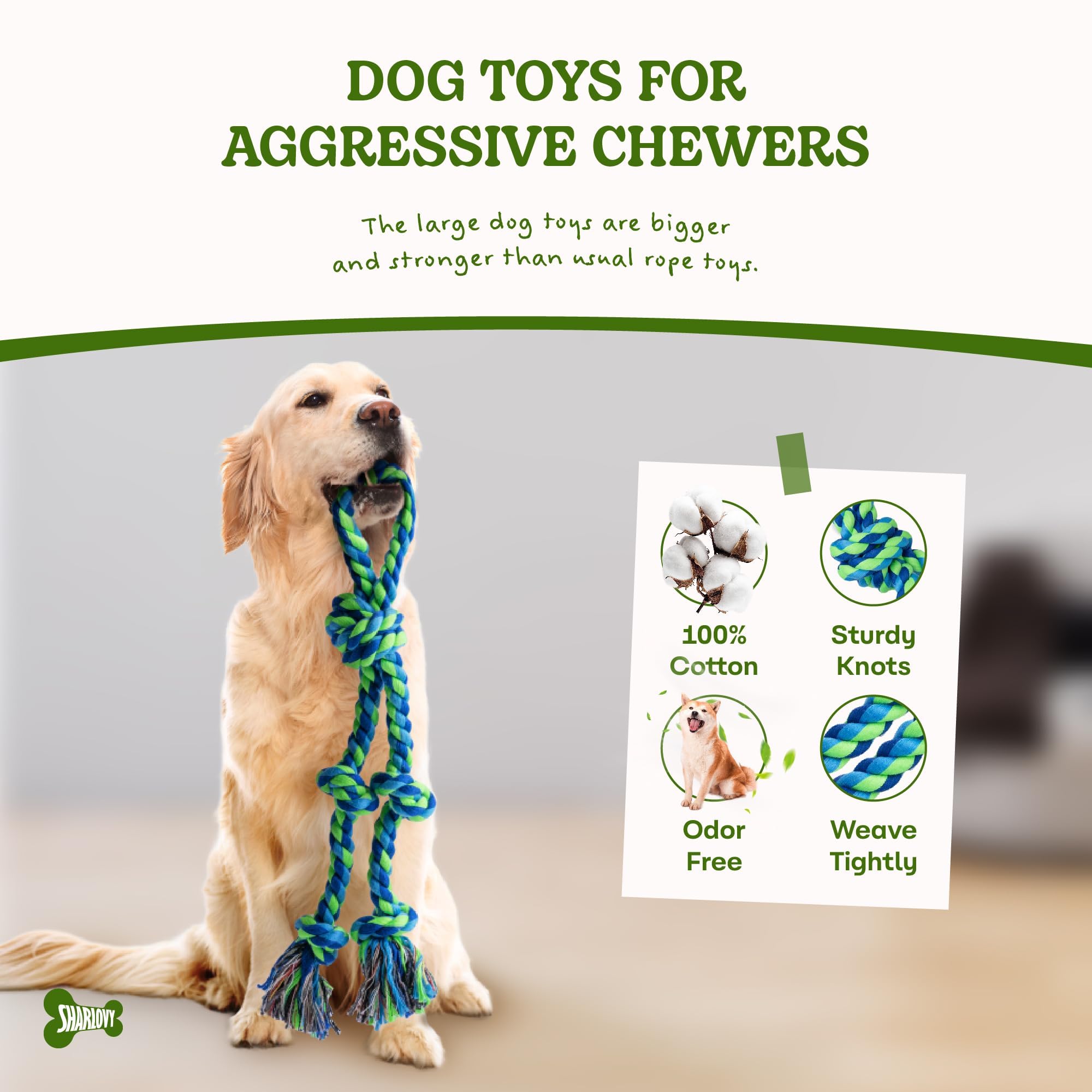 Dog Rope Toy For Large Dogs, 2 Pack Heavy Duty Dog Chew Toys For Aggressive Chewers, Indestructible Dog Toys For Super Chewer, D