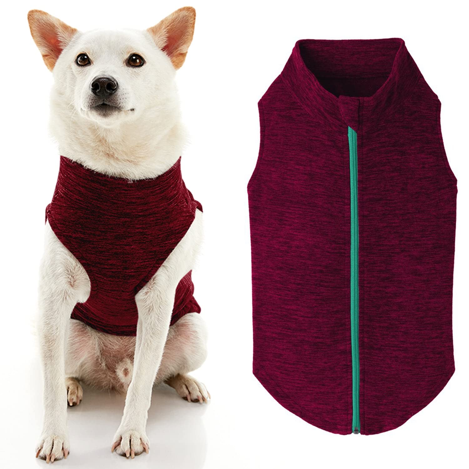 Gooby - Zip Up Fleece Vest, Fleece Jacket Sweater With Zipper Closure And Leash Ring, Fuchsia Wash, 2X-Large
