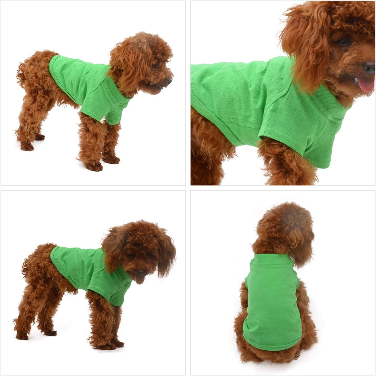 Lovelonglong Pet Clothing Dog Costumes Basic Blank T-Shirt Tee Shirts For Small Dogs Green M