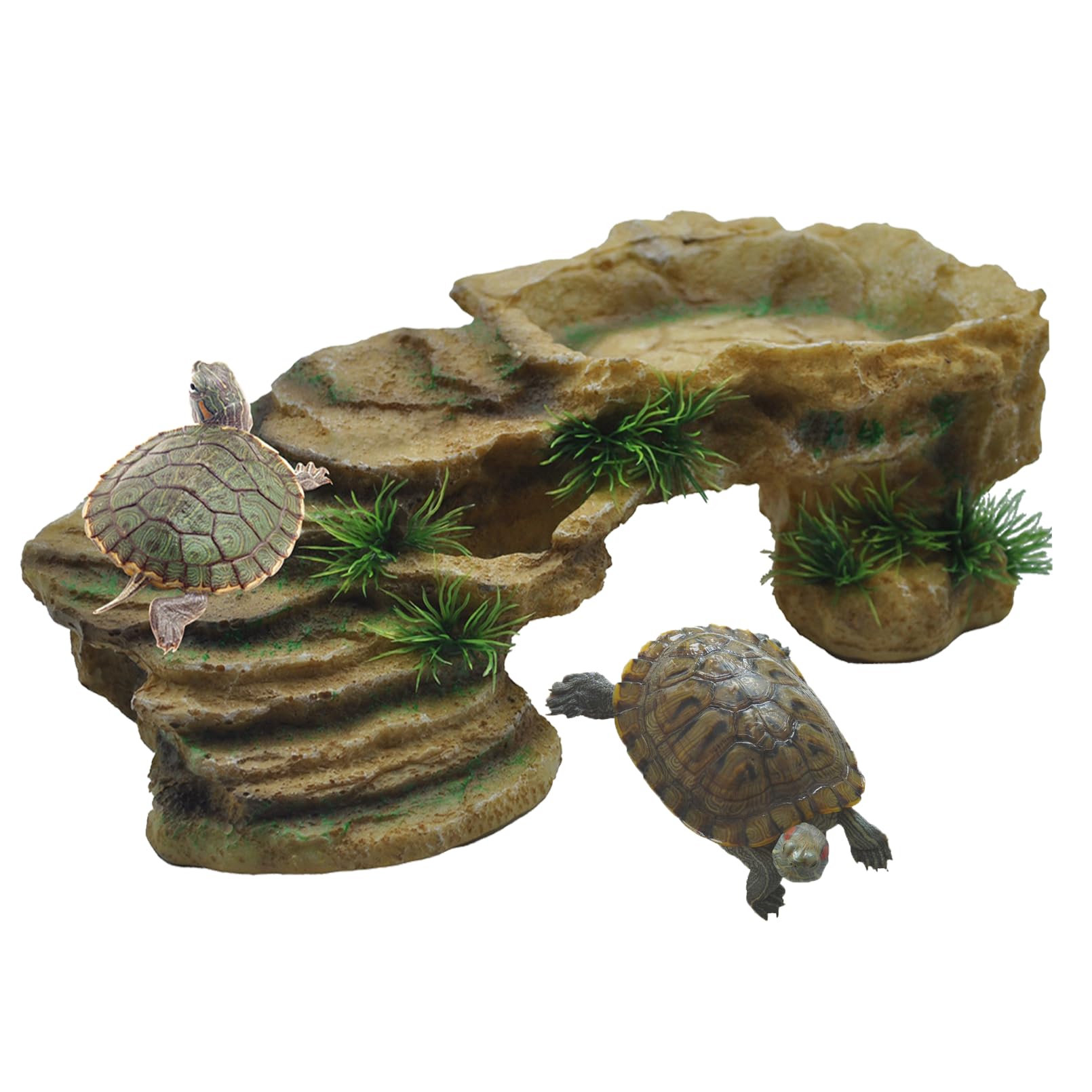 kathson Turtle Basking Platform,Tortoise Resin Climbing Rock Rectangular Resting Terrace Tank Accessories,Reptiles Dock Hide Cav