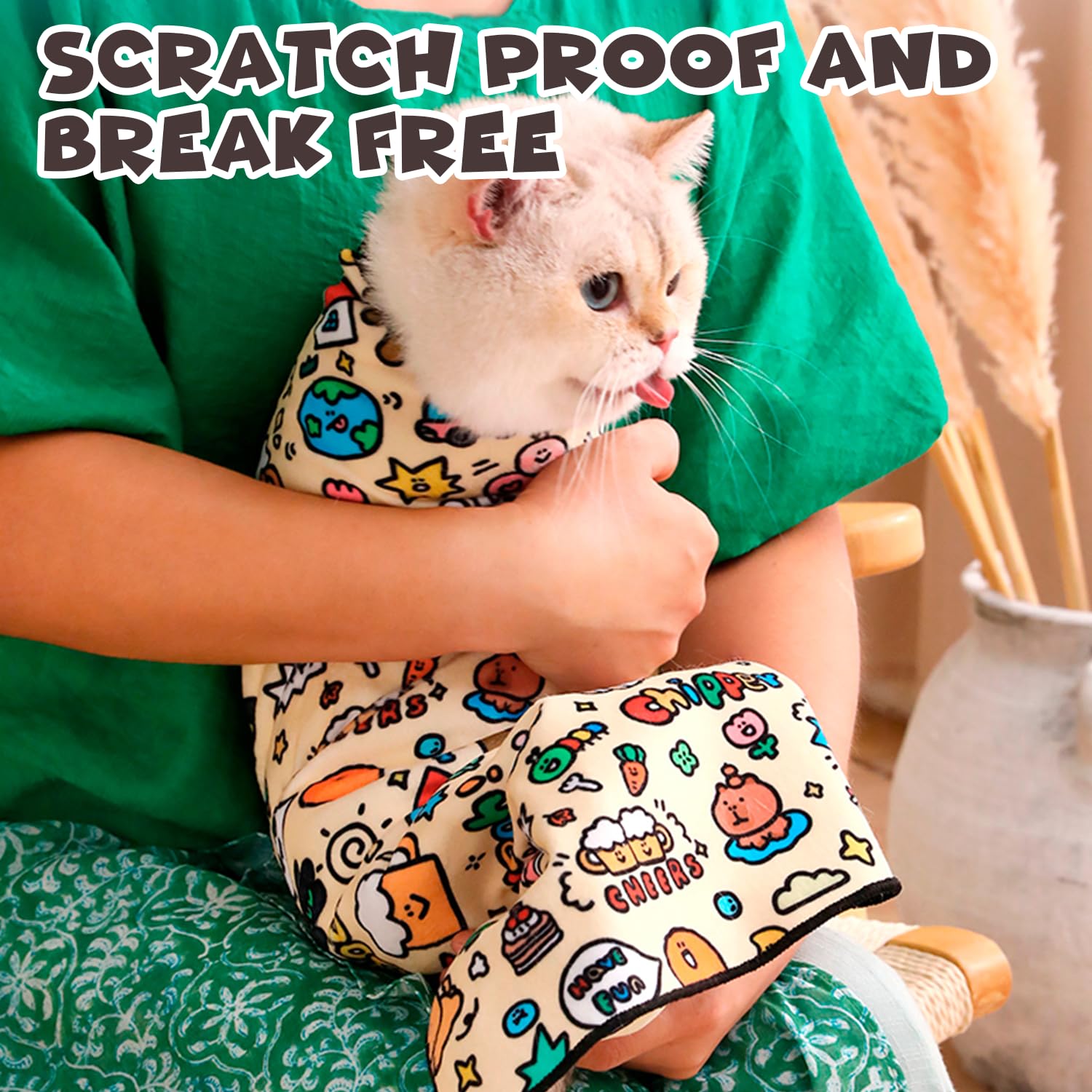 Cat Grooming Wrap, Self-Adherent Soft Cat Blanket To Wrap, Nail Clipping, Anti-Bite, Anti-Scratch, Anti-Escape Calming Wrap (Spa