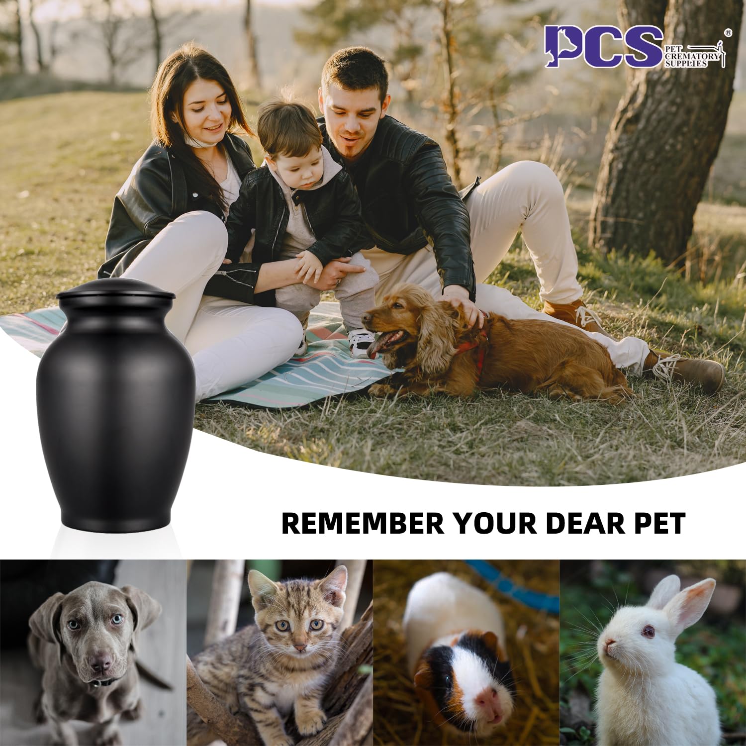 Pcs Memorial Pet Cremation Urns For Dogs Ashes, Dog Keepsake Urns For Ashes, Black Pet Urn-Medium