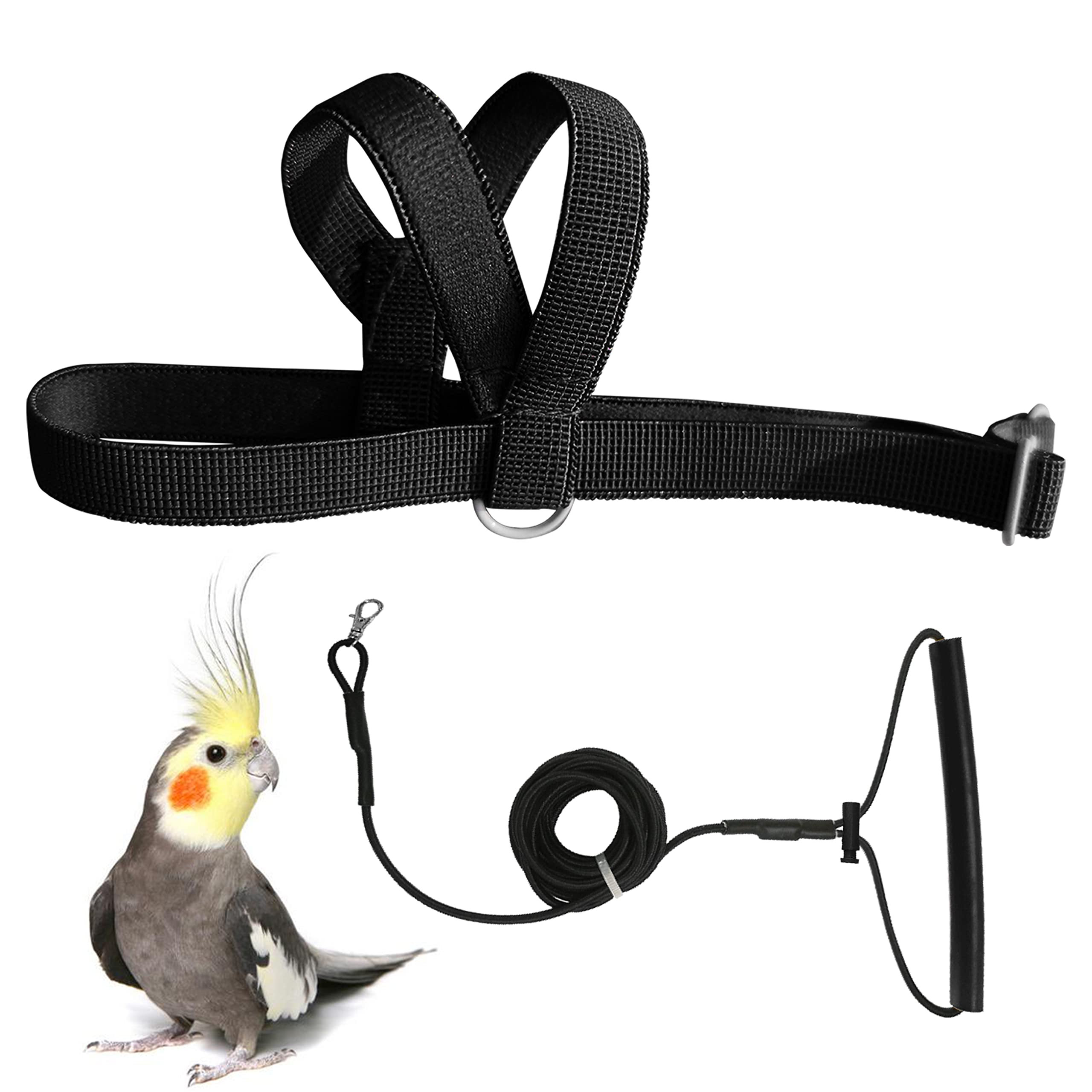 Vanfavori Adjustable Bird Harness With 80 Inch Leash, Outdoor Flying Kit Training Rope For Bird Parrots Cockatiel S Size Weight 