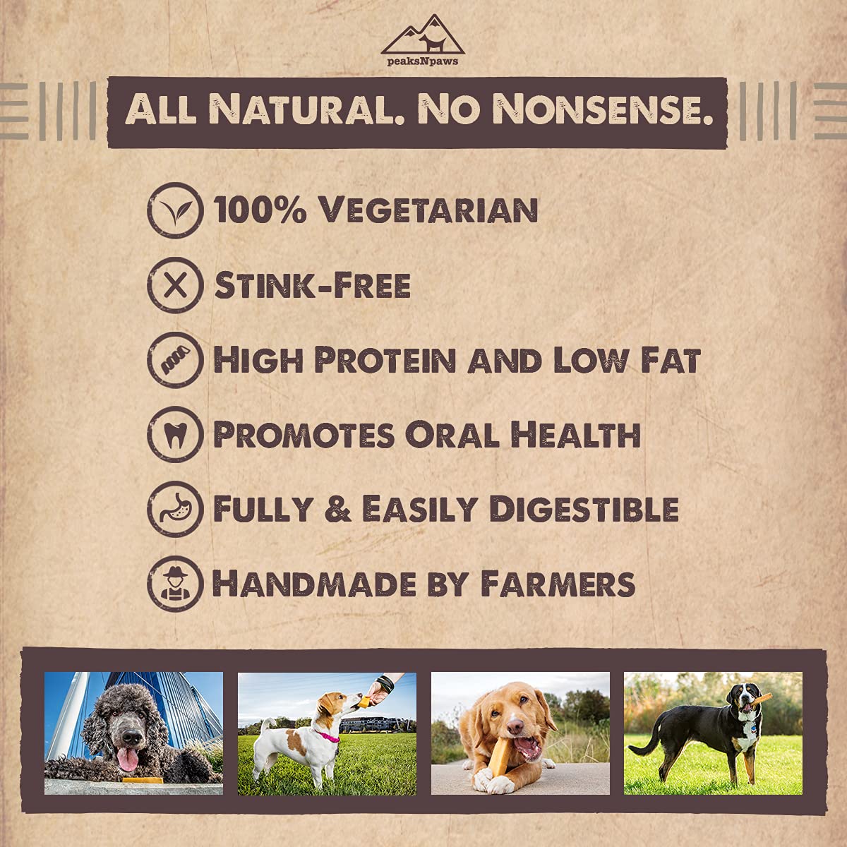 peaksNpaws Premium Yak Cheese Dog Treats - Natural Yak Chews from Himalayan Mountains - Grain Free, Lactose Free - Easily Digest