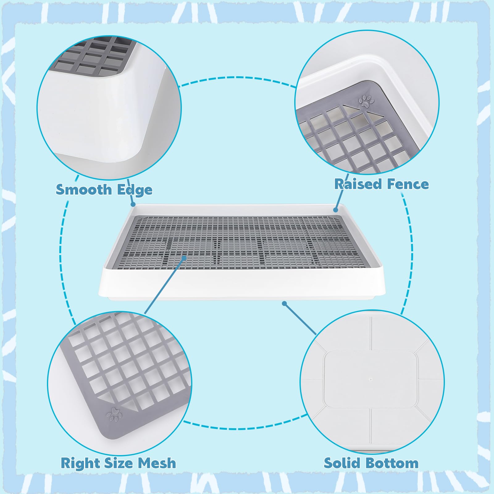 Fhtonge Extra Large Rabbit Litter Box Trainer Tray, Bunny Potty Training Litter Box For Cage,Rectangular Rabbits Litter Pan Pet