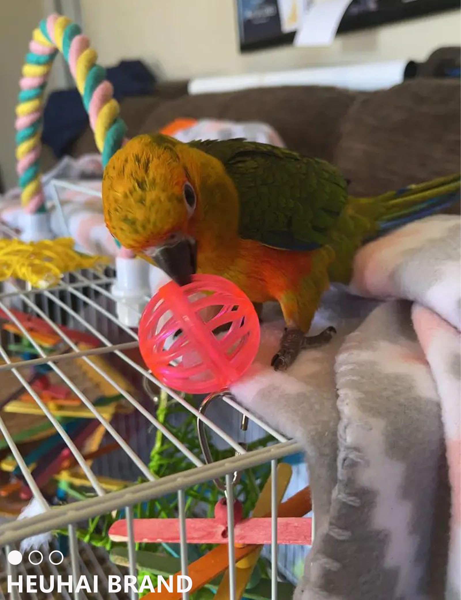 Bird Toys 18 Pcs Set, Colorful Plastic & Woven Rattan Balls With Bells For Parrots & Small Birds - Safe, Strong, & Stimulating P