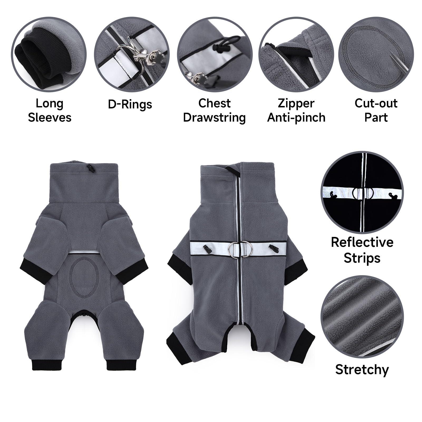 Dog Coats For Small Dogs, Polar Fleece Dog Pajamas Bodysuit For Small Medium Dogs, Dog Winter Jacket Dog Sweater Dog Vest For Sm