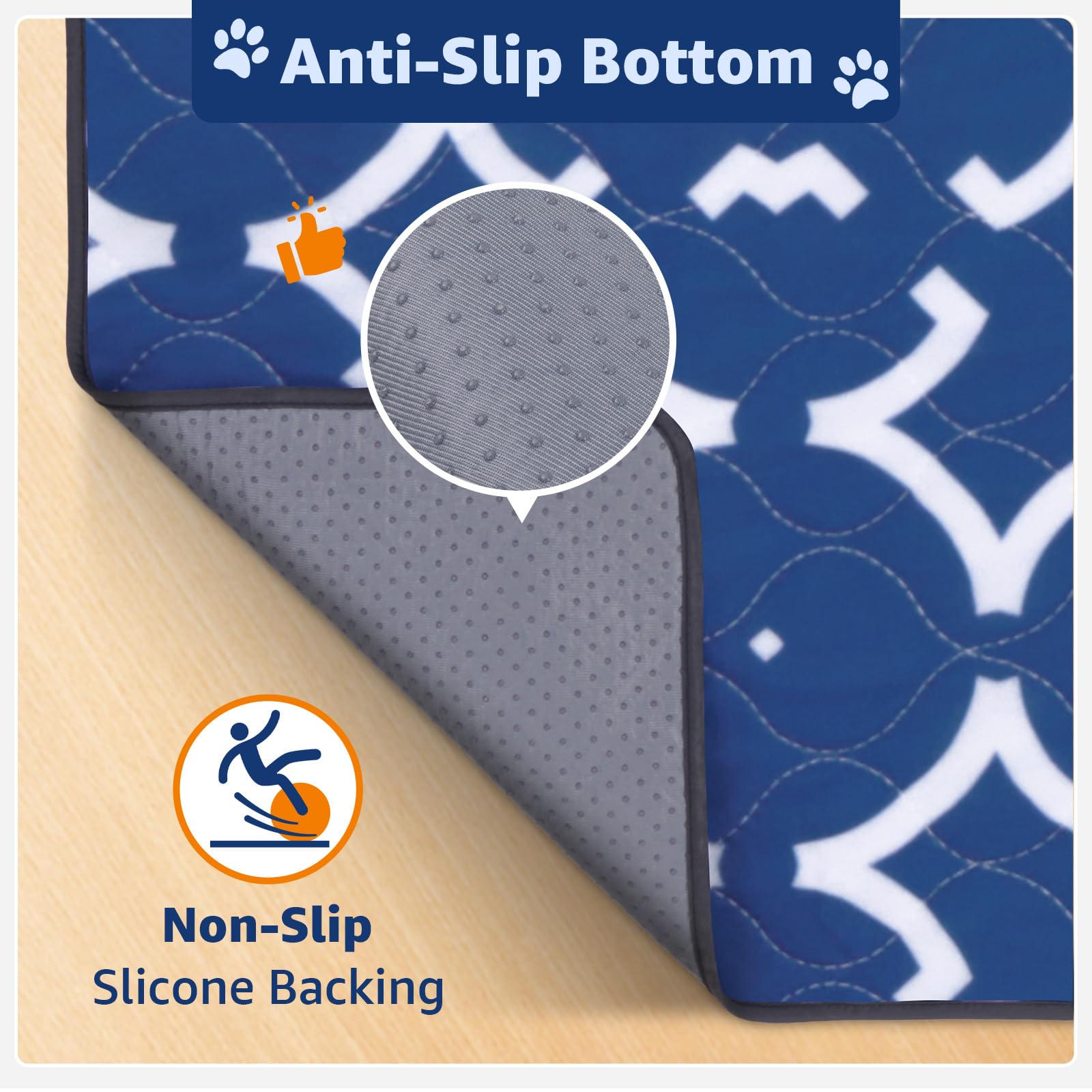 LOOBANI 36x41 Reusable Pee Pads for Dogs, Super Absorbent, Washable, Waterproof, Non-Slip, 2 Pack, Blue, Ideal for Training & Playpens