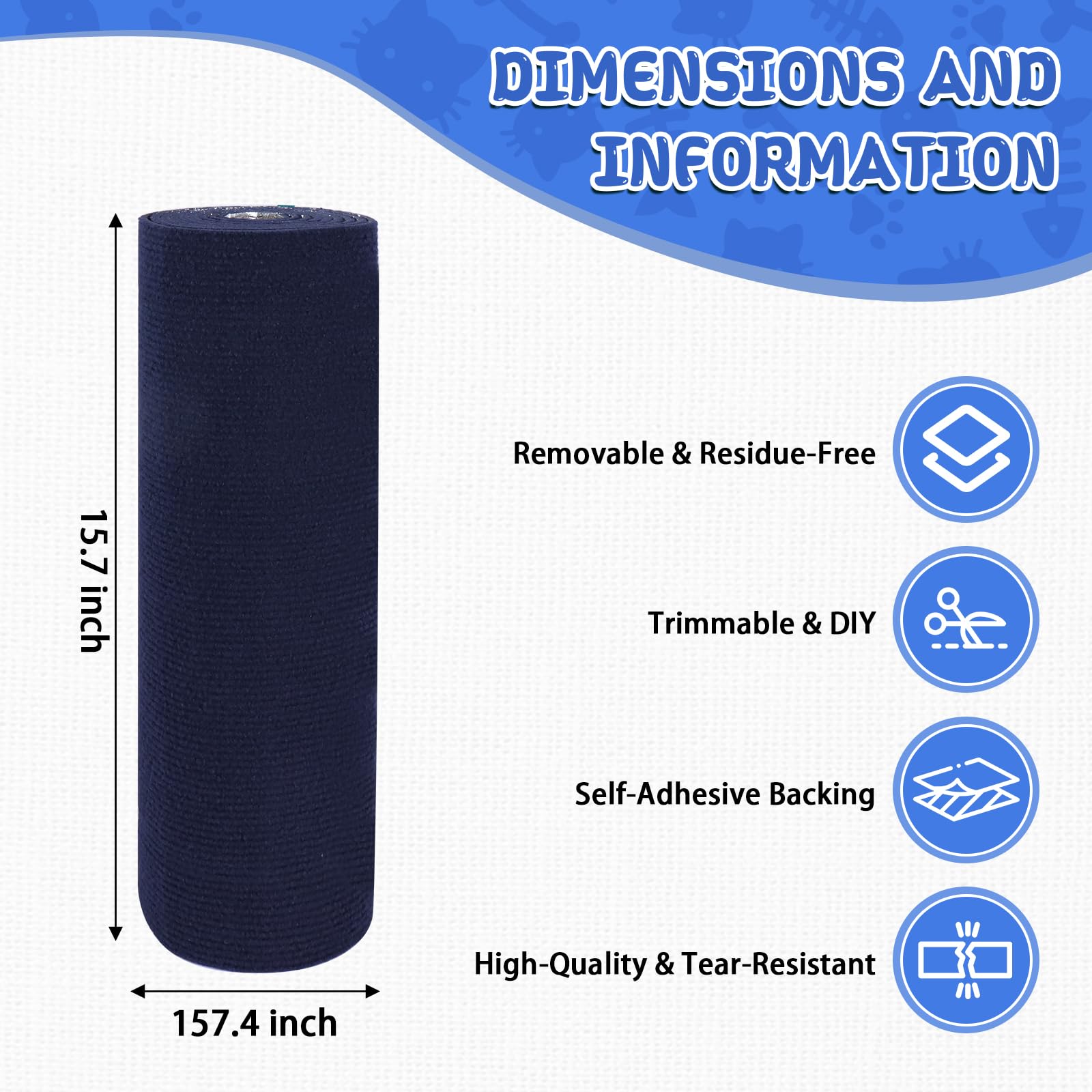 Climbing Cat Scratcher Mat Trimmable Cat Scratching Post Carpet 157.4X15.8 Self Adhesive Carpet Mat Pad Replacement For Cat Tree