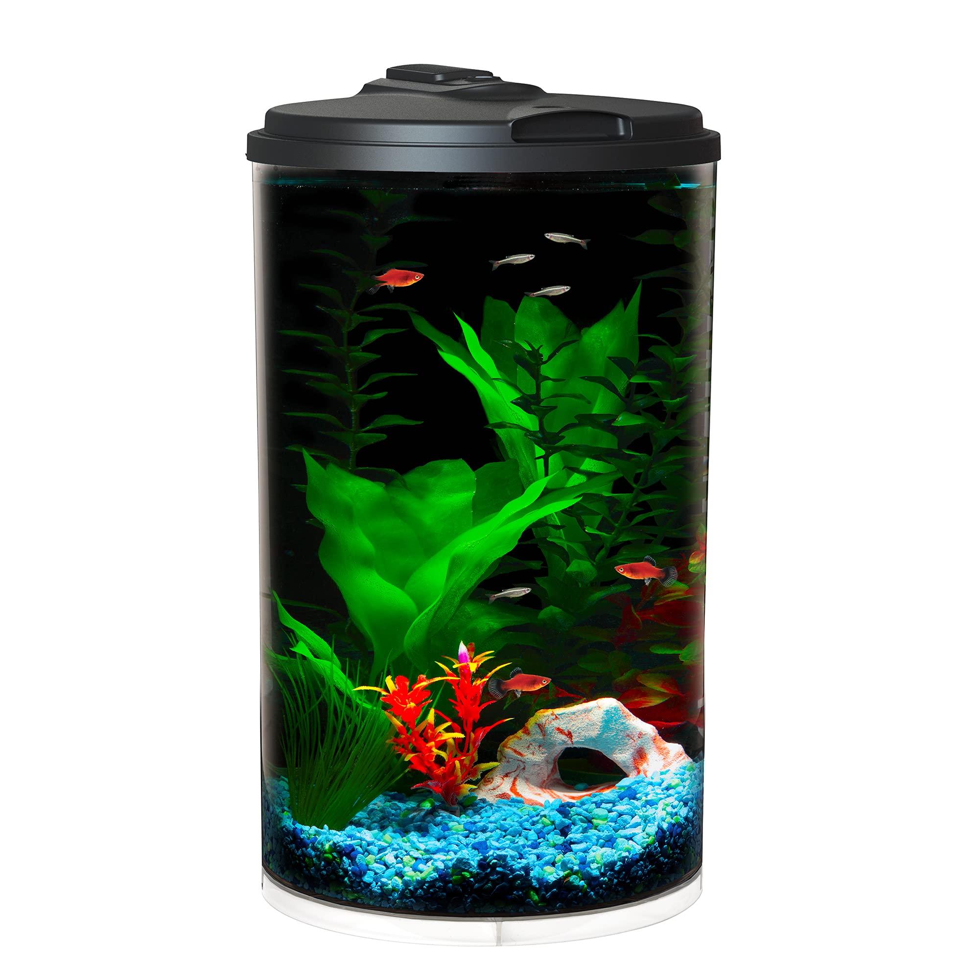 Koller Products Plastic 6-Gallon Aquaview 360 Aquarium Kit For Tropical Fish, Betta Fish With Led Lighting And Power Filter Clear