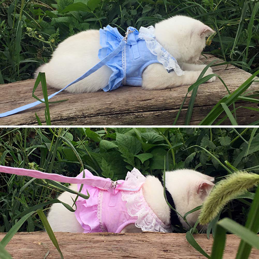 Creation Core Breathable Cat Lace Dress Harness With Matching Lead Leash Set(Pink,M)