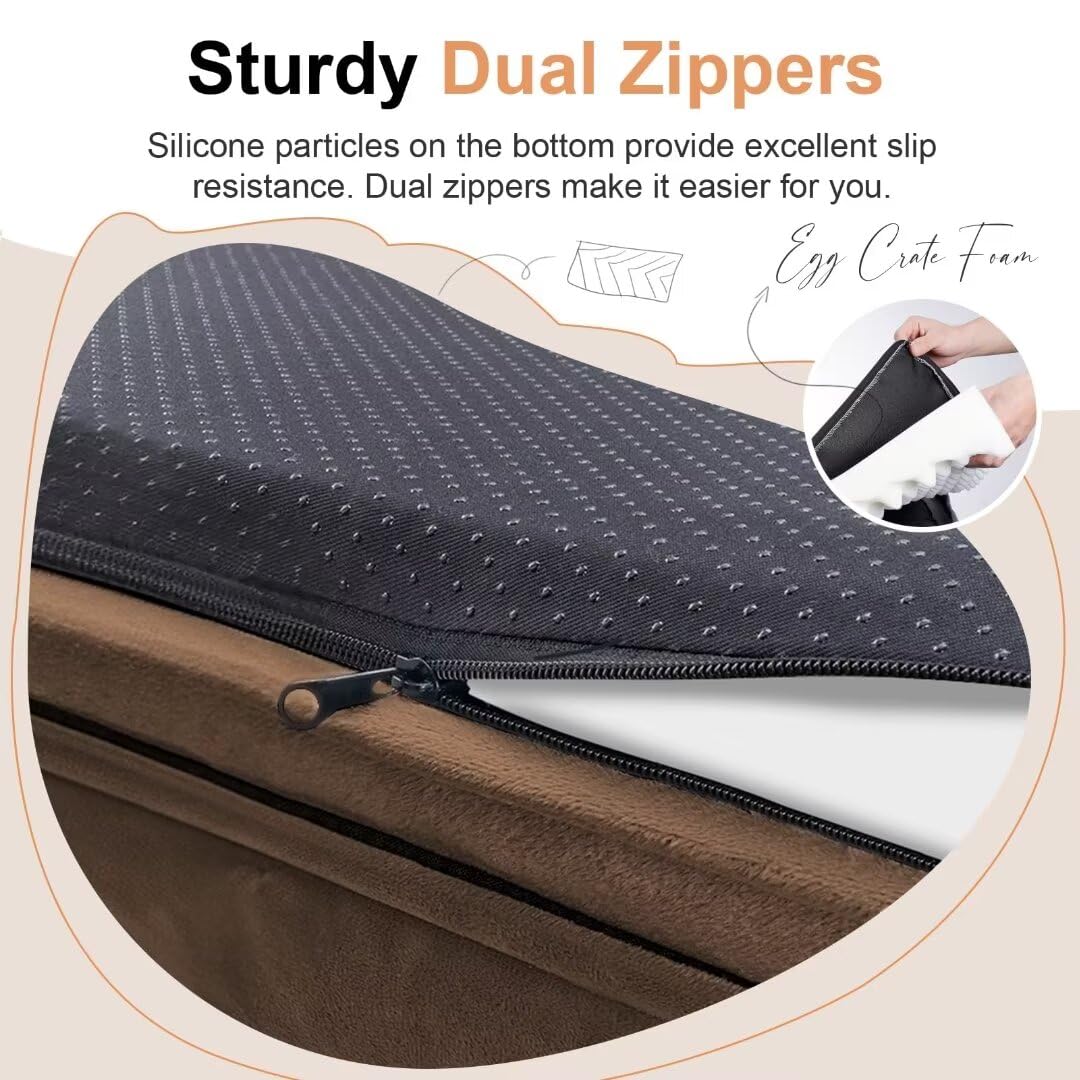 Large Dog Bed Orthopedic Washable: Beds Bolster Xl Bed Medium Large Dogs Egg Crate Foam Couch Sofa Waterproof With Removable Cover - Dark Coffee