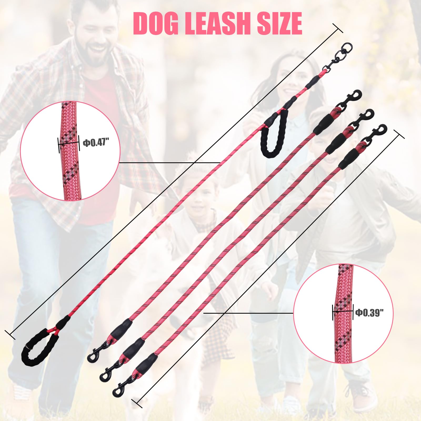 Exceptional 360 Anti-Tangle & No Pull Dual Dog Leash - Double Handle & Reflective For Small & Medium Dogs (Pink, 2 Way)