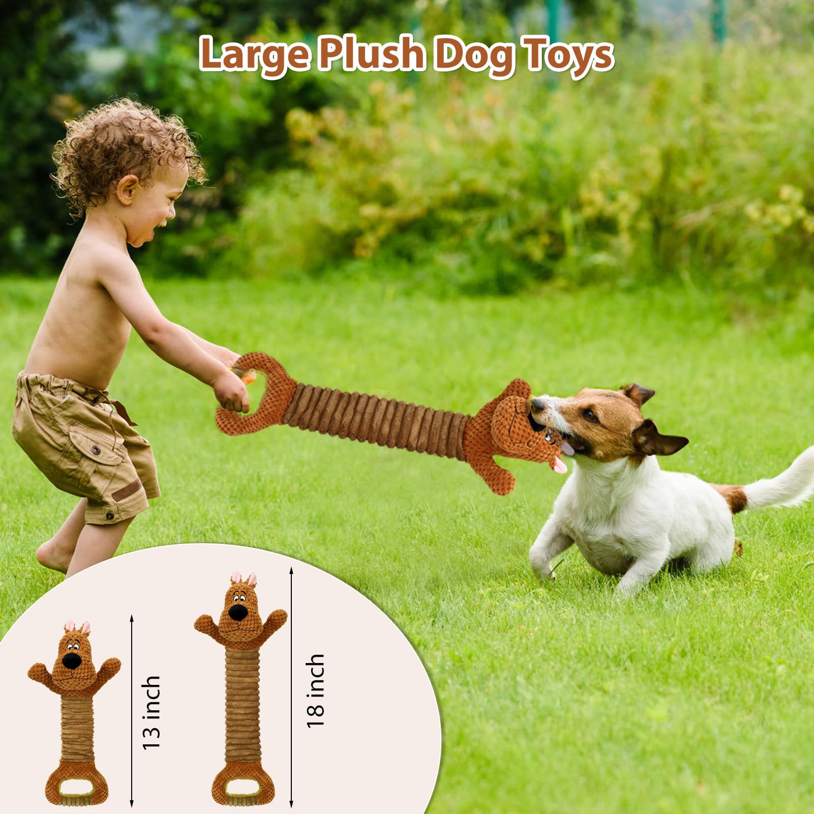 Homounter Dog Toys Interactive Tug Of War Puppy Toys With Crinkle Paperand Squeaker, Plush Large Dog Chew Toy Pull Pet Toy For S