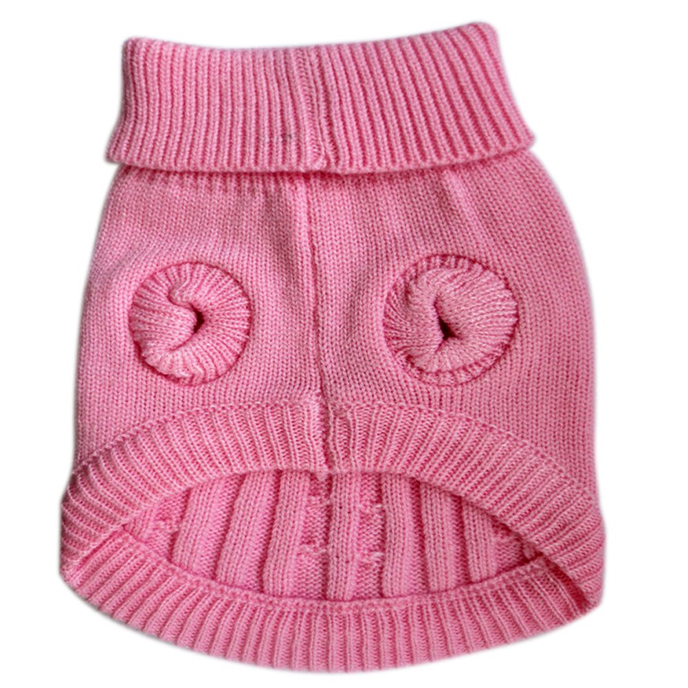 Tangpan Turtleneck Classic Straw-Rope Pro Pet Dog Sweater Apparel(Pink,XS)