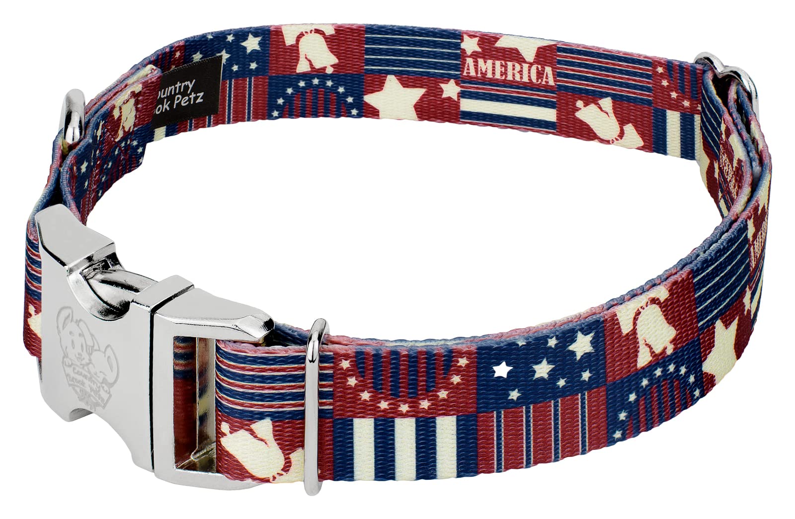 Country Brook Petz - Premium Spirit Of '76 Dog Collar - Americana Collection Featuring Patriotic Designs (1 Inch, Large)