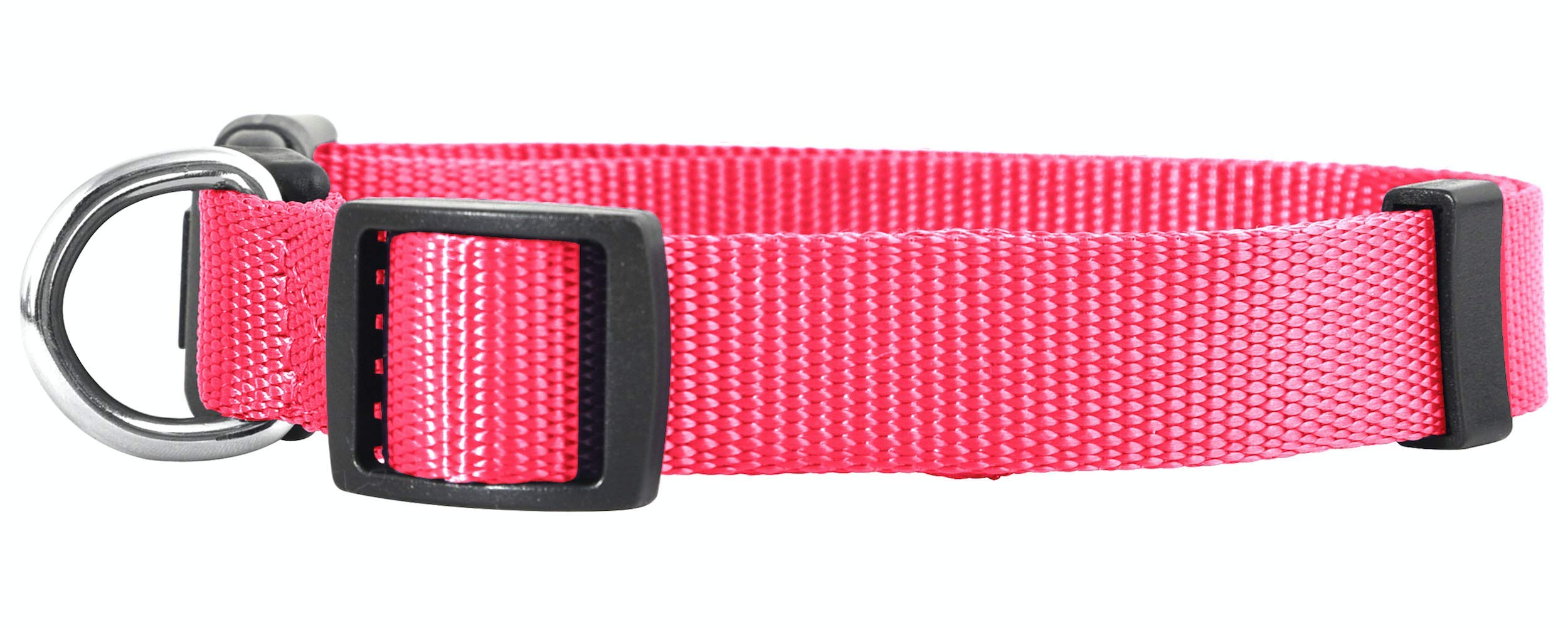 Native Pup Basic Nylon Dog Collar, Adjustable For Small, Medium, Large Pet And Puppies Accessories, Cute Colors For Male, Female, Boy, Girl, Puppy (Large, Hot Pink)