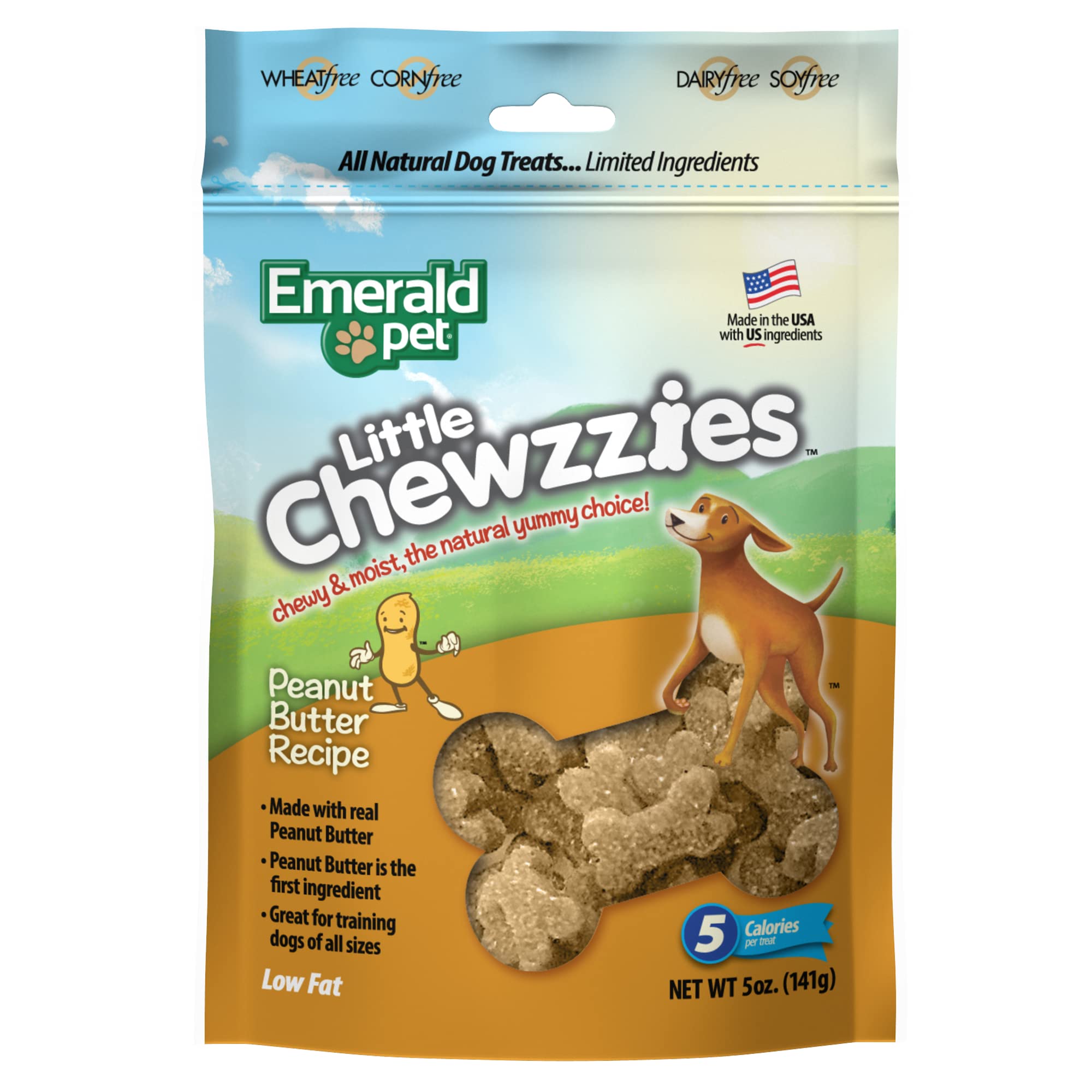 Emerald Pet Little Chewzzies Wheat Free Training Dog Treats - Healthy and Tasty Natural Dog Chews with Real Meat or Peanut Butte