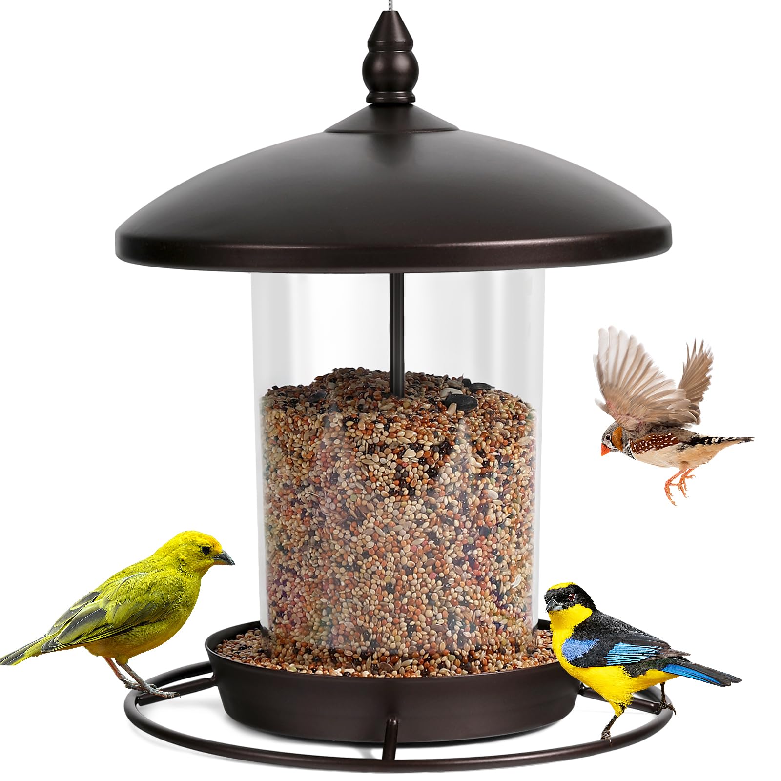 Youvip Bird Feeders for Outside, Metal Bird Feeder Holds 2.5LB Seeds, Bird Feeder for Outdoors Hanging, Garden Weather Resistant