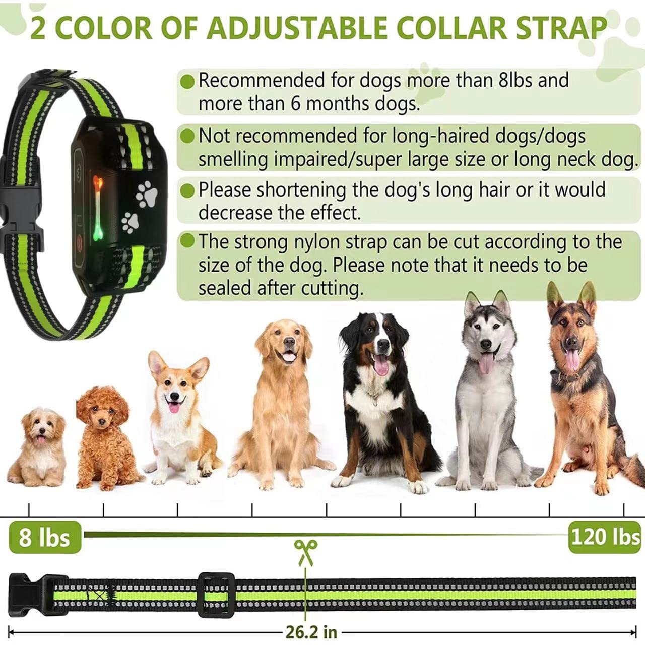 Bark Collar, Rechargeable Anti Barking Collar Dog Training With Beep Vibration Shock Stop Barking Control Devices Ip67 Waterproo