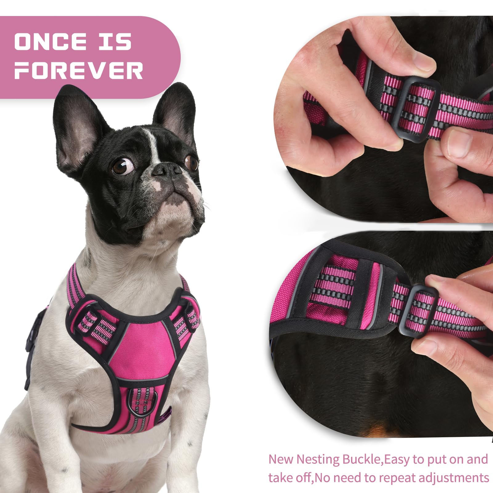 BUMBIN Dog Harness for Large Dogs, No Pull Adjustable No Choke Pet Vest with Dog Leash Fit Smart Reflective Pet Walking Harness
