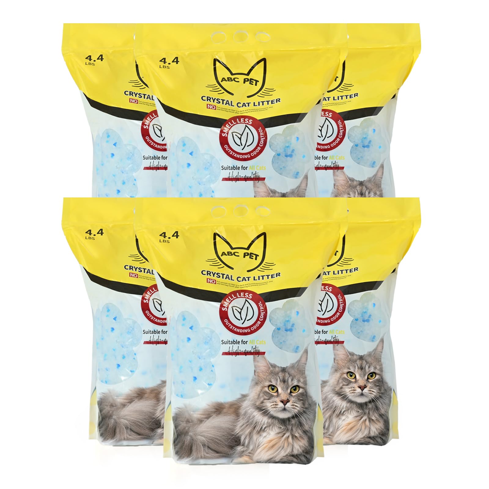 Abcpet Cat Litter Crystals No Clumping Odor Control Kitty Litter Non-Clumping No Scooping Low Dust, Low Tracking, Dehydrates Was