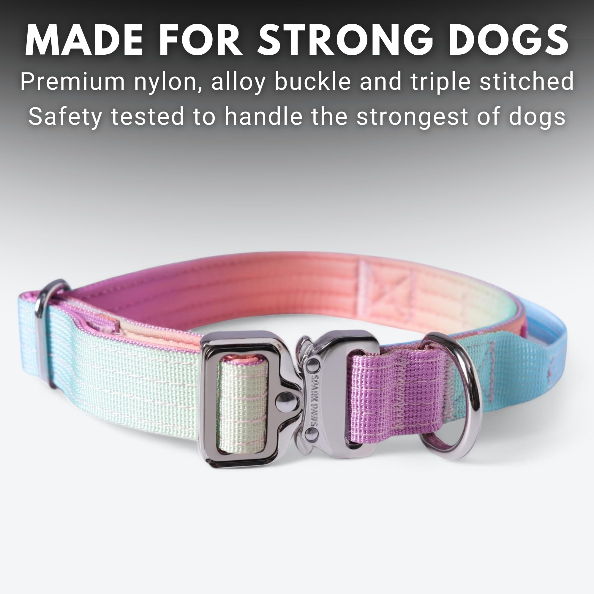 Spark Paws Tactical Dog Collar - Heavy Duty, Premium Quality, Thick And Durable For Large And Medium Dogs - Pastel Icing - Xs -