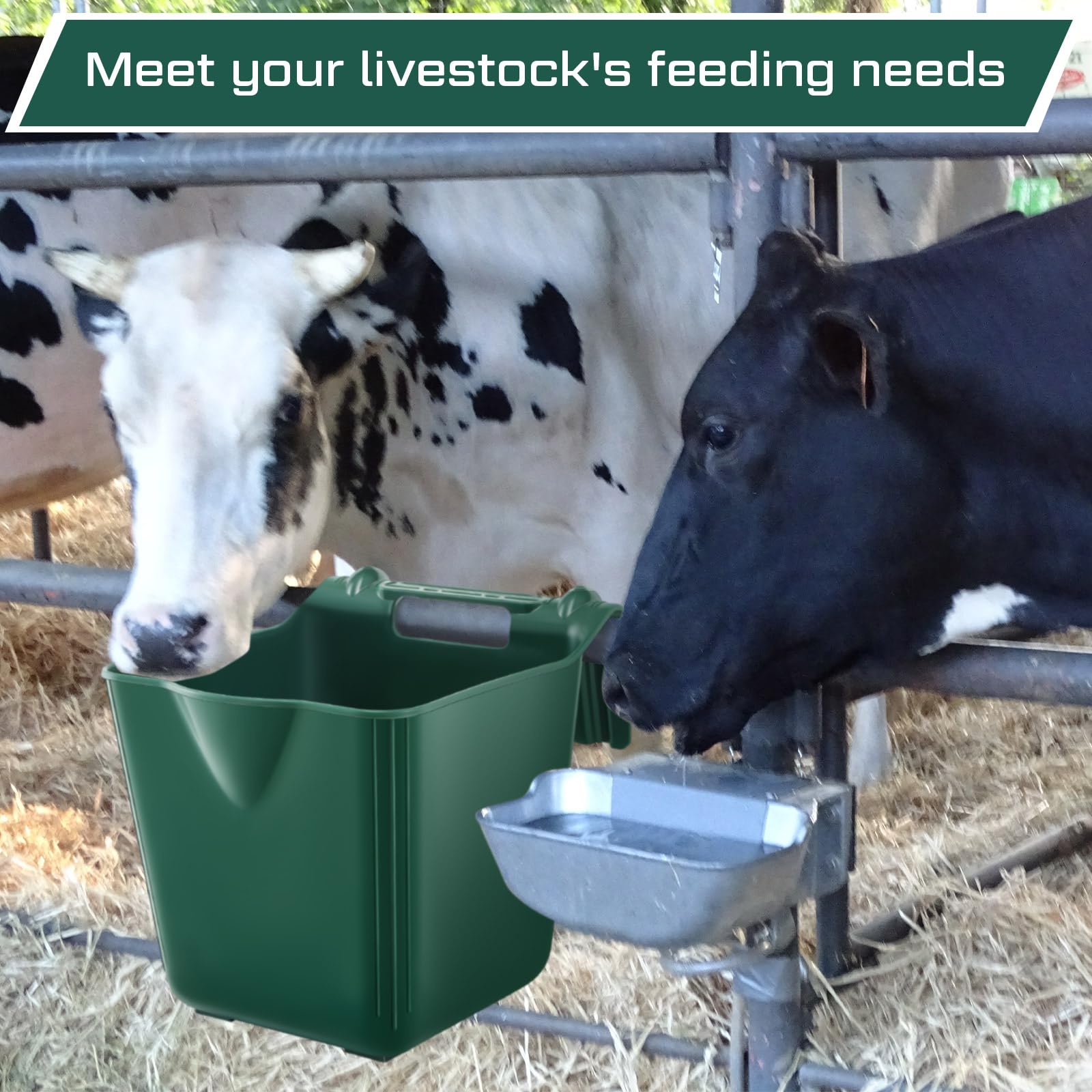4 Pack 15 Quart Horse Feeders for Stall Hook Over Hanging Fence Hay Feeder Mountable Livestock Plastic Feed Bucket for Farm Stal