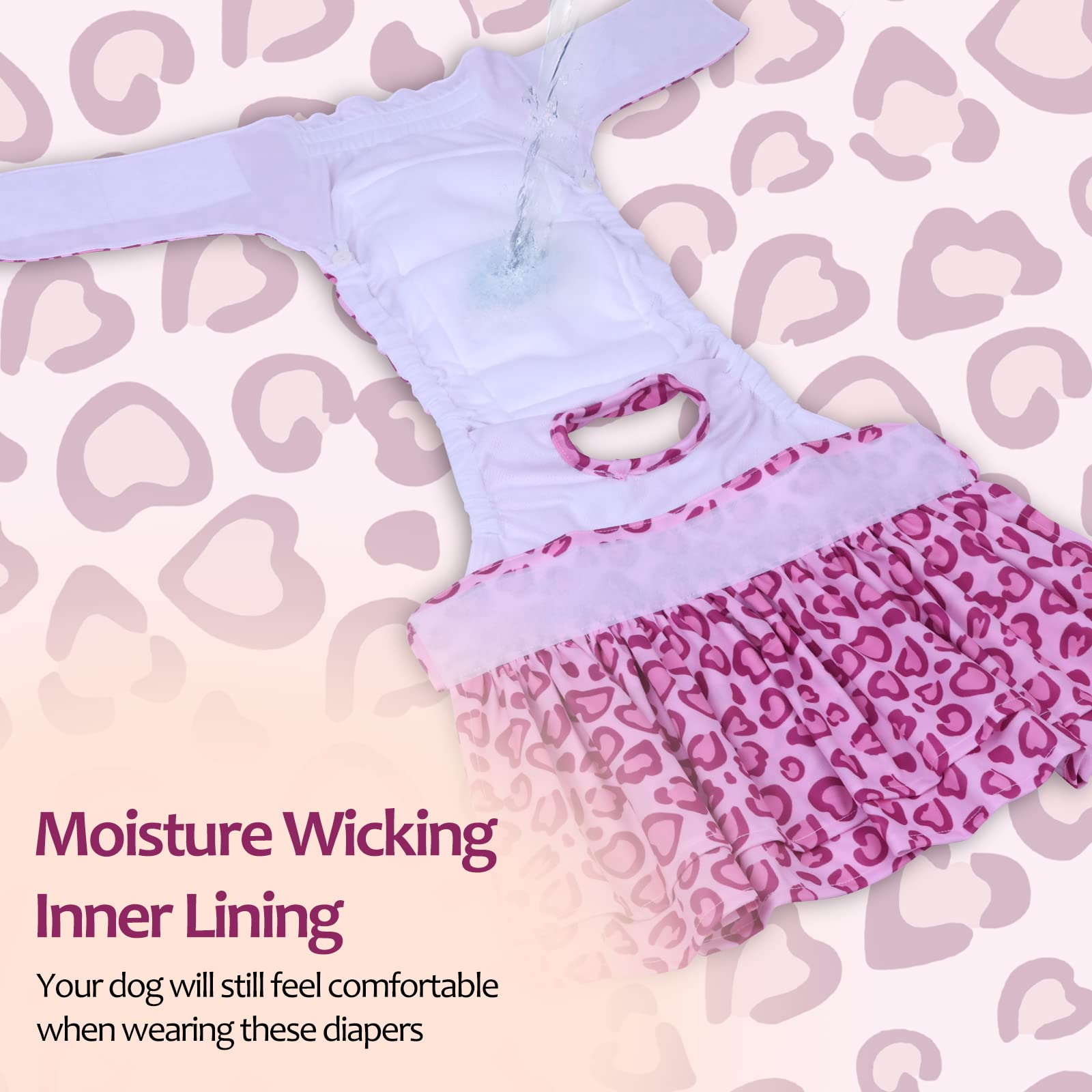 Cutebone Female Dog Diapers With Skirts 3 Pack Reusable Puppy Dresses Pants For Heat Cycle Period Qbd07L