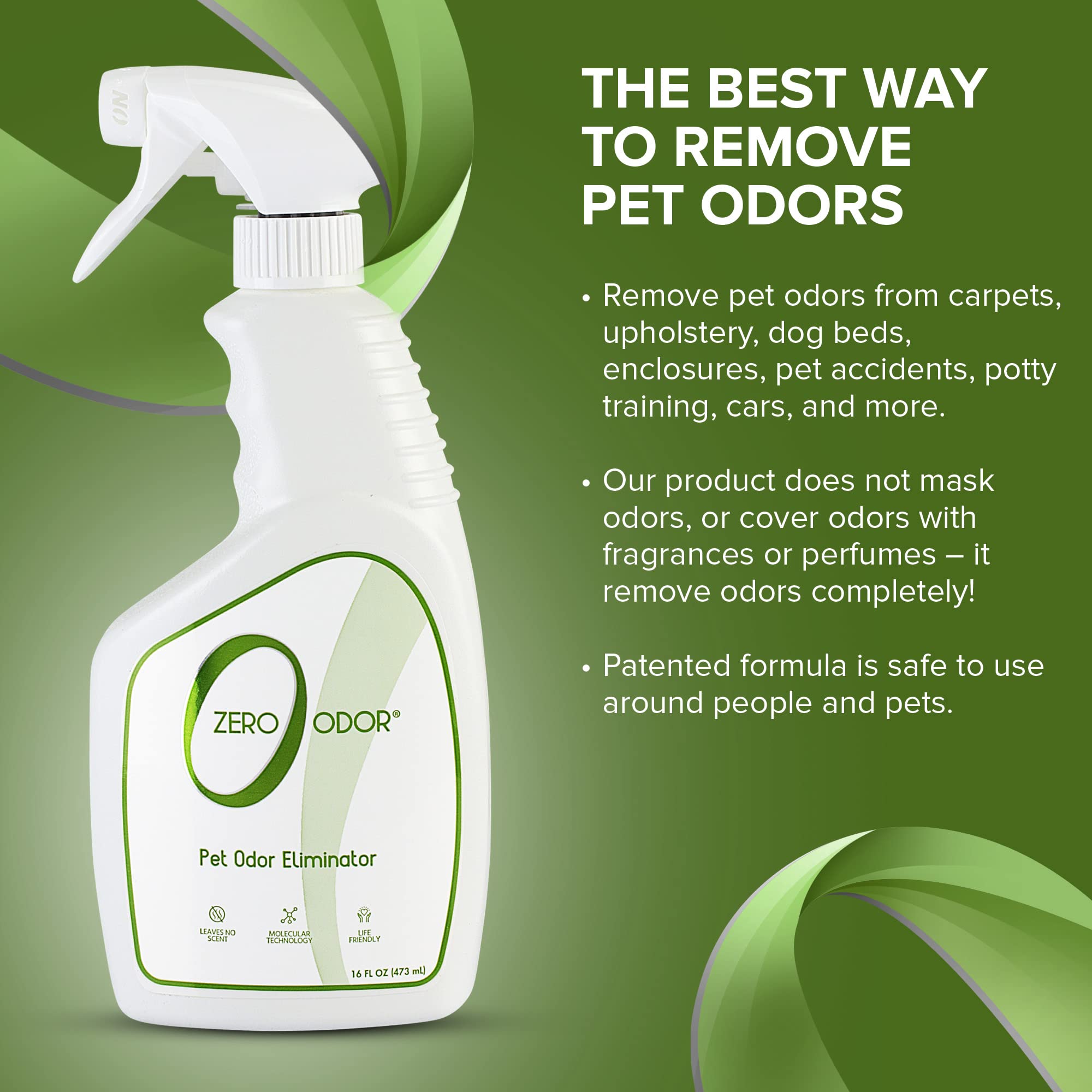 Zero Odor Pet Odor Eliminator - 16 Fl Oz, Eliminates Strong Air & Surface Odors with Patented Technology for Carpet & Furniture