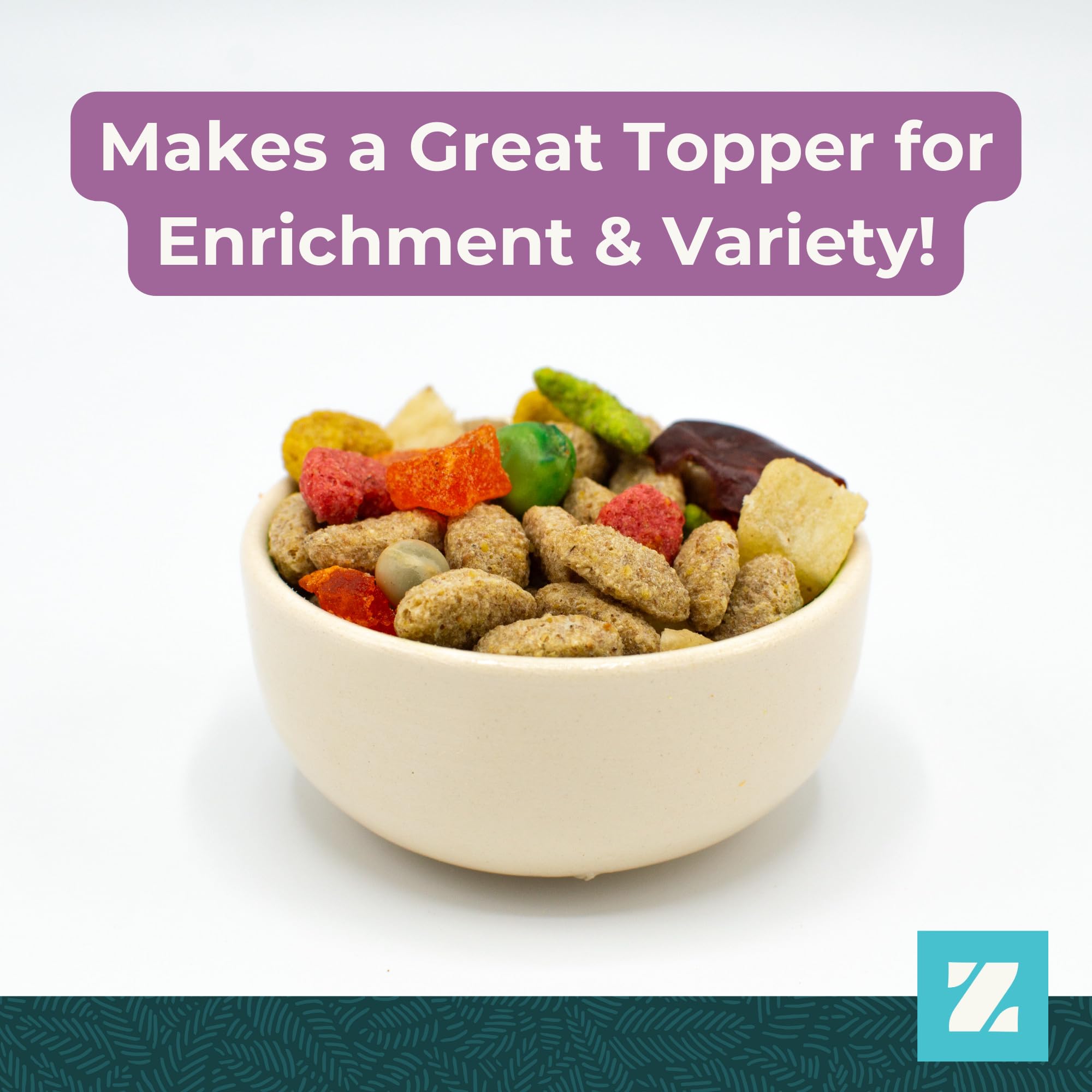 ZuPreem Pure Fun Bird Food, Parakeet, Budgie, Parrotlet, Dove, Seed and Pellet Blend for Small Birds, Food Mixer Topper, Enrichi