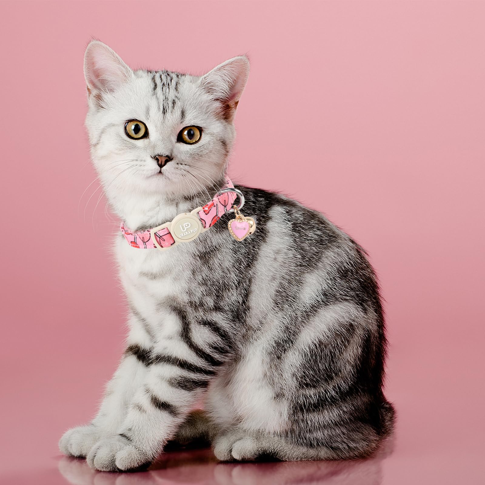 Up Urara Pup Cat Collar, 2Pack Valentine'S Day Cat Collars-Cute Breakaway Cat Collar With Bell & Pendant, Sweet Heart Kitten Col