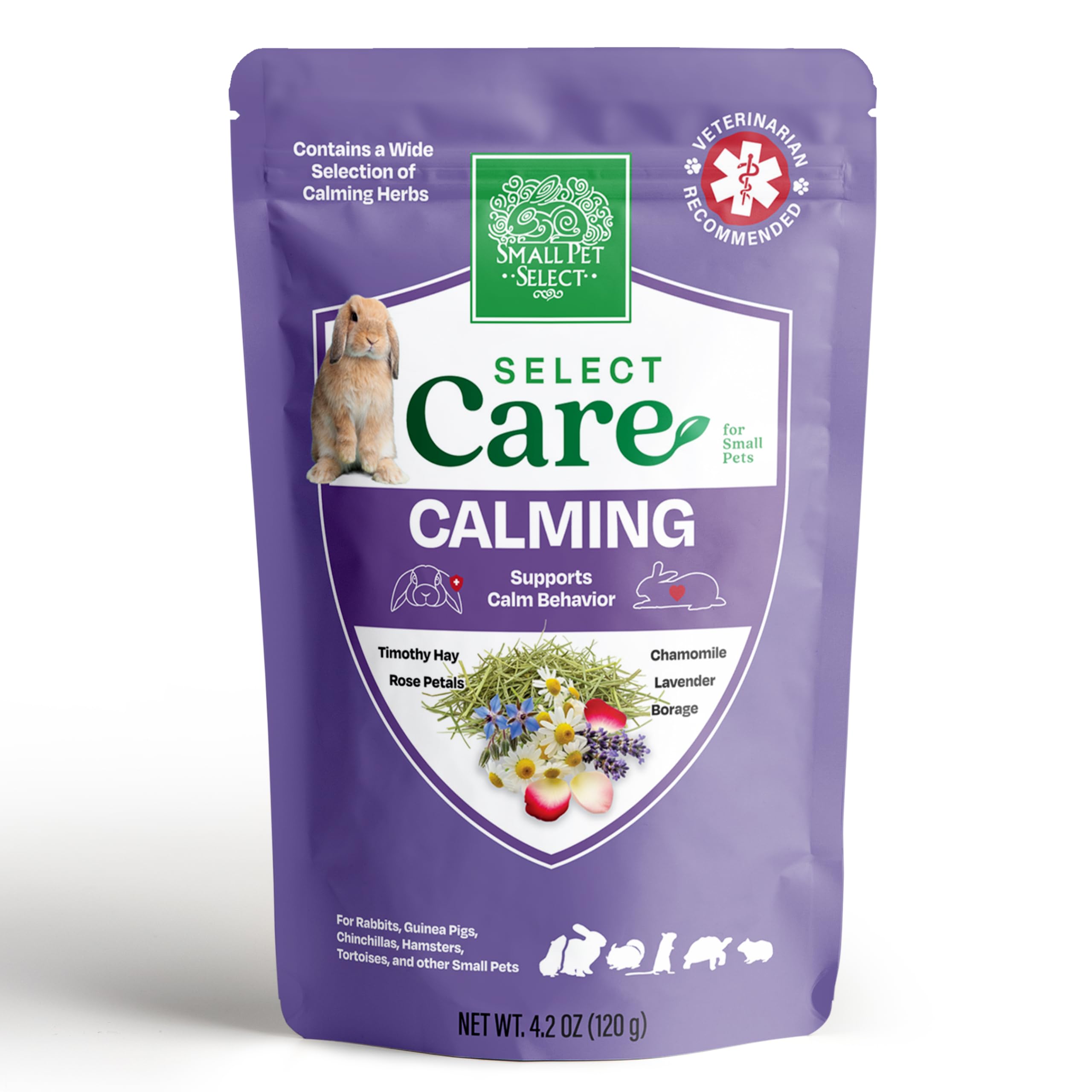Small Pet Select - Select Care Calming Support Supplement, Natural High Fiber Timothy Hay Based Treats for Rabbits, Guinea Pigs,