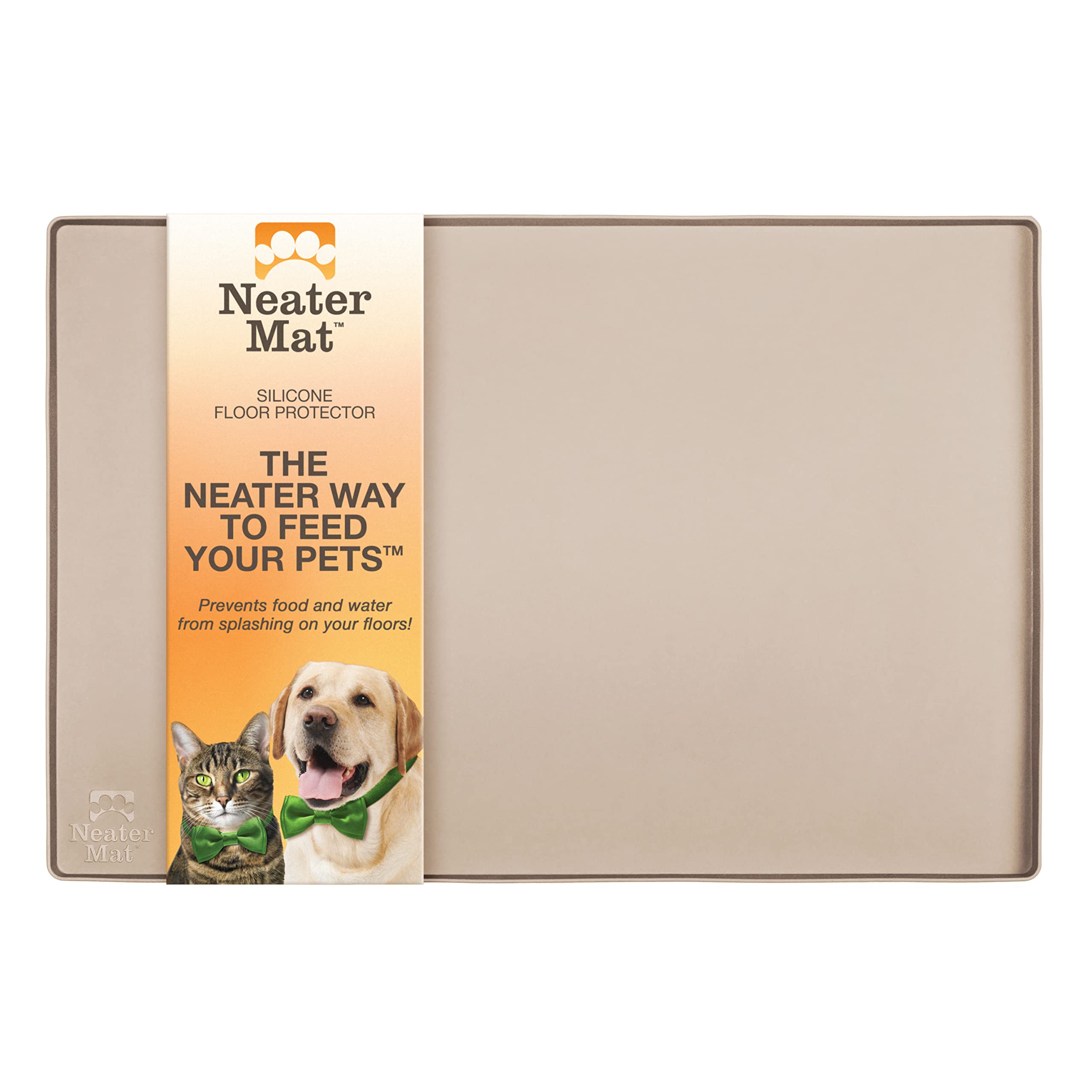 Neater Pet Brands Neater Mat - Waterproof Silicone Pet Bowls Mat - Protect Floors from Food & Water (Cappuccino, 24 x 16 Silicon