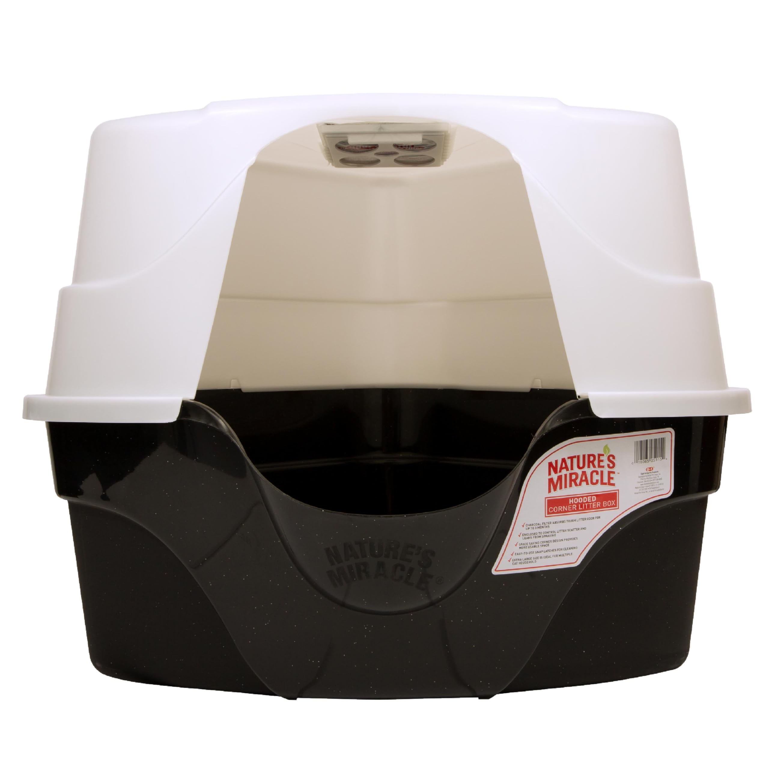Natures Miracle Hooded Corner Litter Box, With Odor Control Charcoal Filter (P-5915)