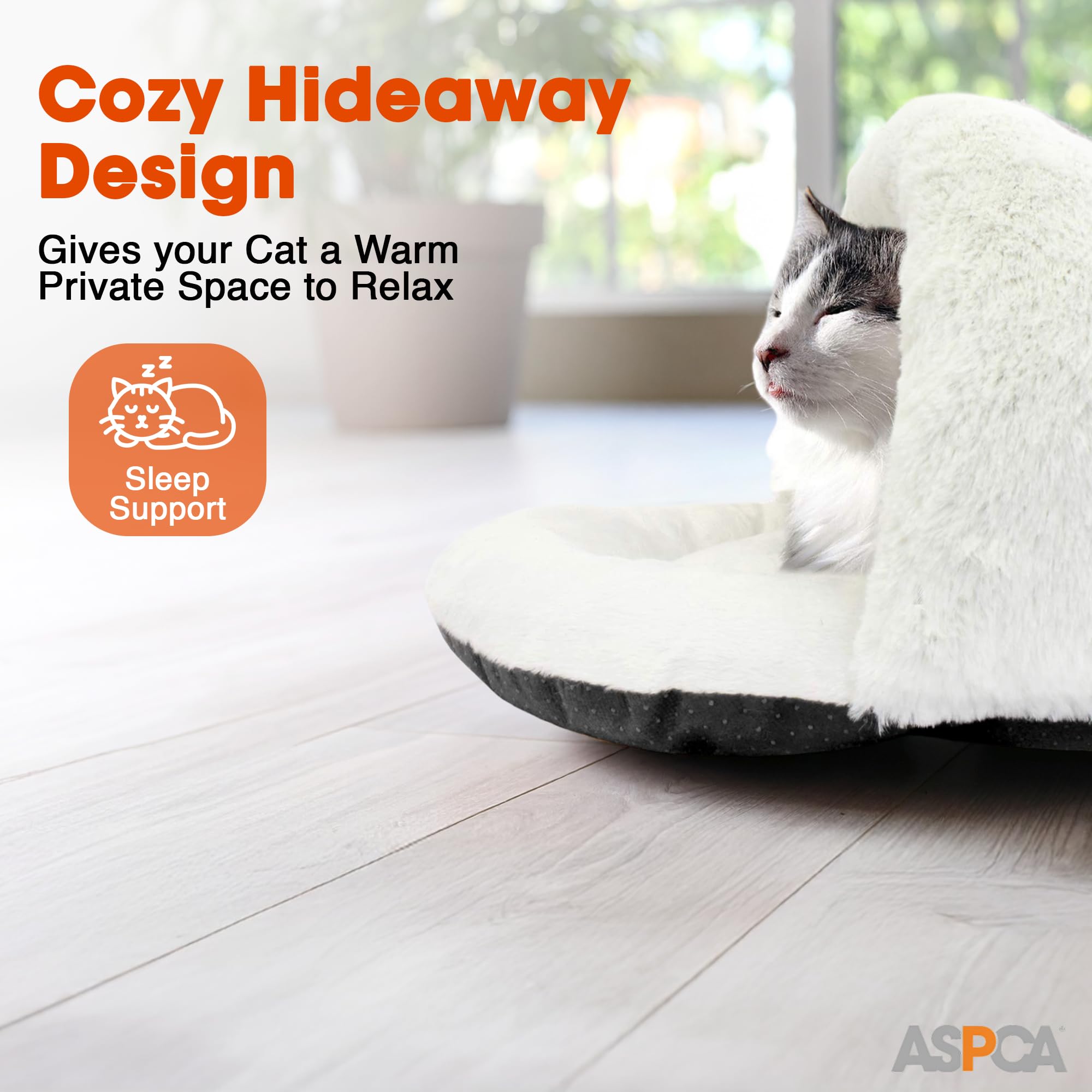 ASPCA - Cat Cave Bed for Indoor Cats | Cozy Warm Felt House Dome for Cats & Kittens | Soft, Warm & Plush Cave Bed with Removable