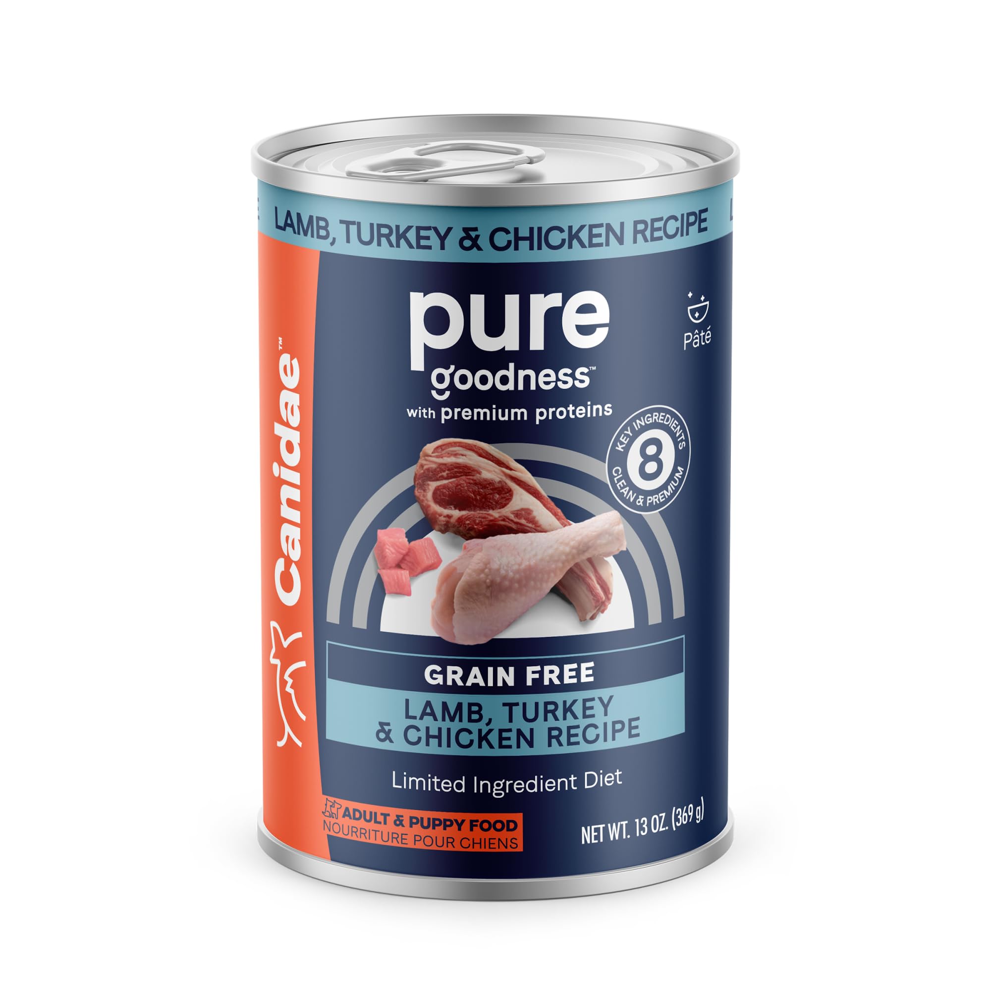 Canidae Pure Limited Ingredient Premium Wet Dog Food, Lamb, Turkey & Chicken Recipe, 13 oz. (Case of 12), Grain Free