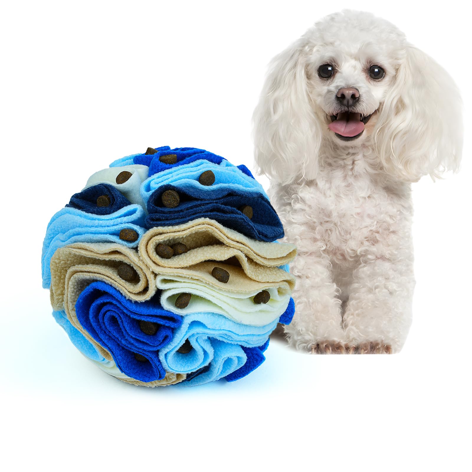 Larimuer Pet Snuffle Ball, Puzzle Sniffing Interactive Dog Ball For Blind Dogs Training & Stress Relief - Machine Washable (15Cm